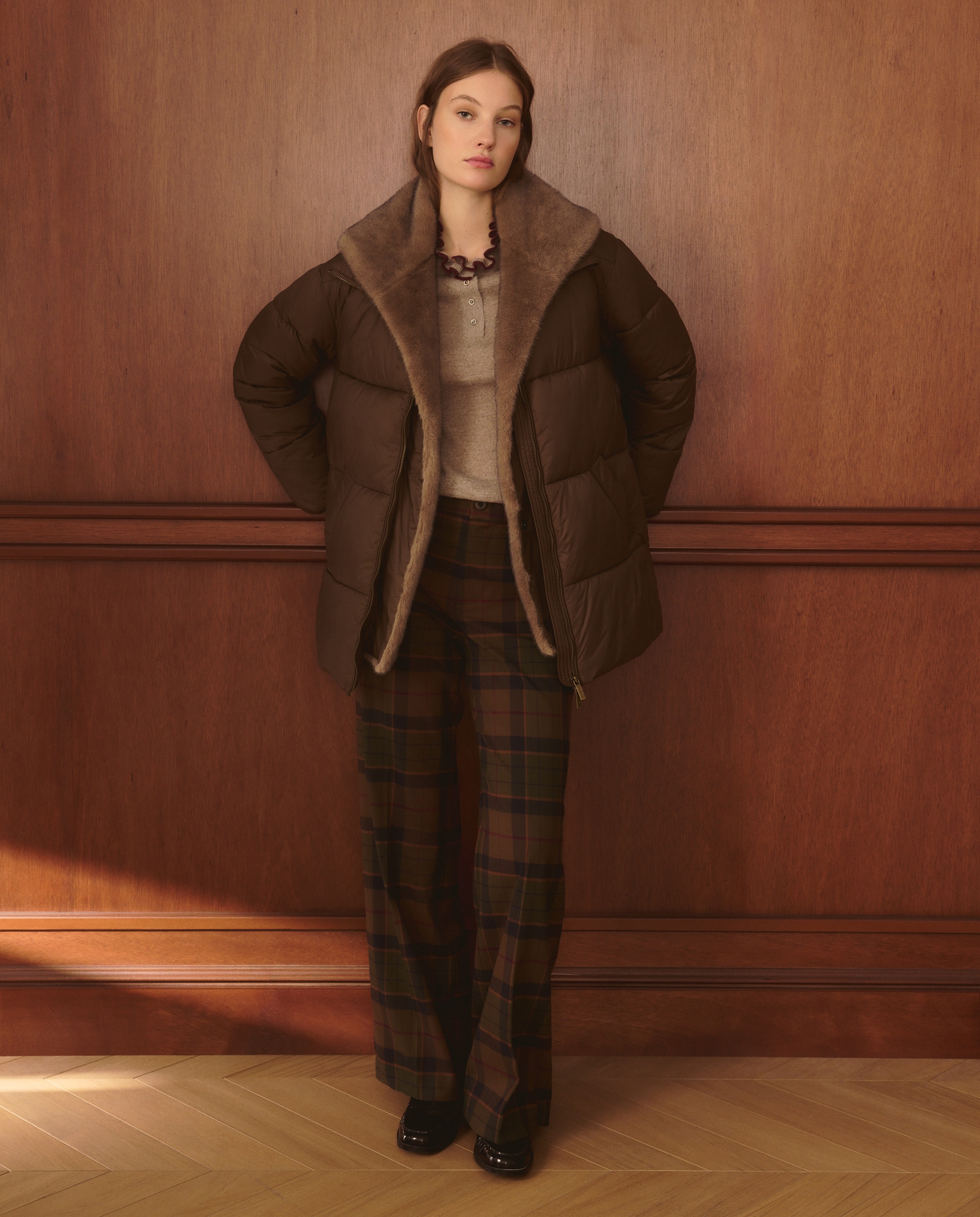 Blusão Acolchoado Comprido Liso 790 Bronze-2