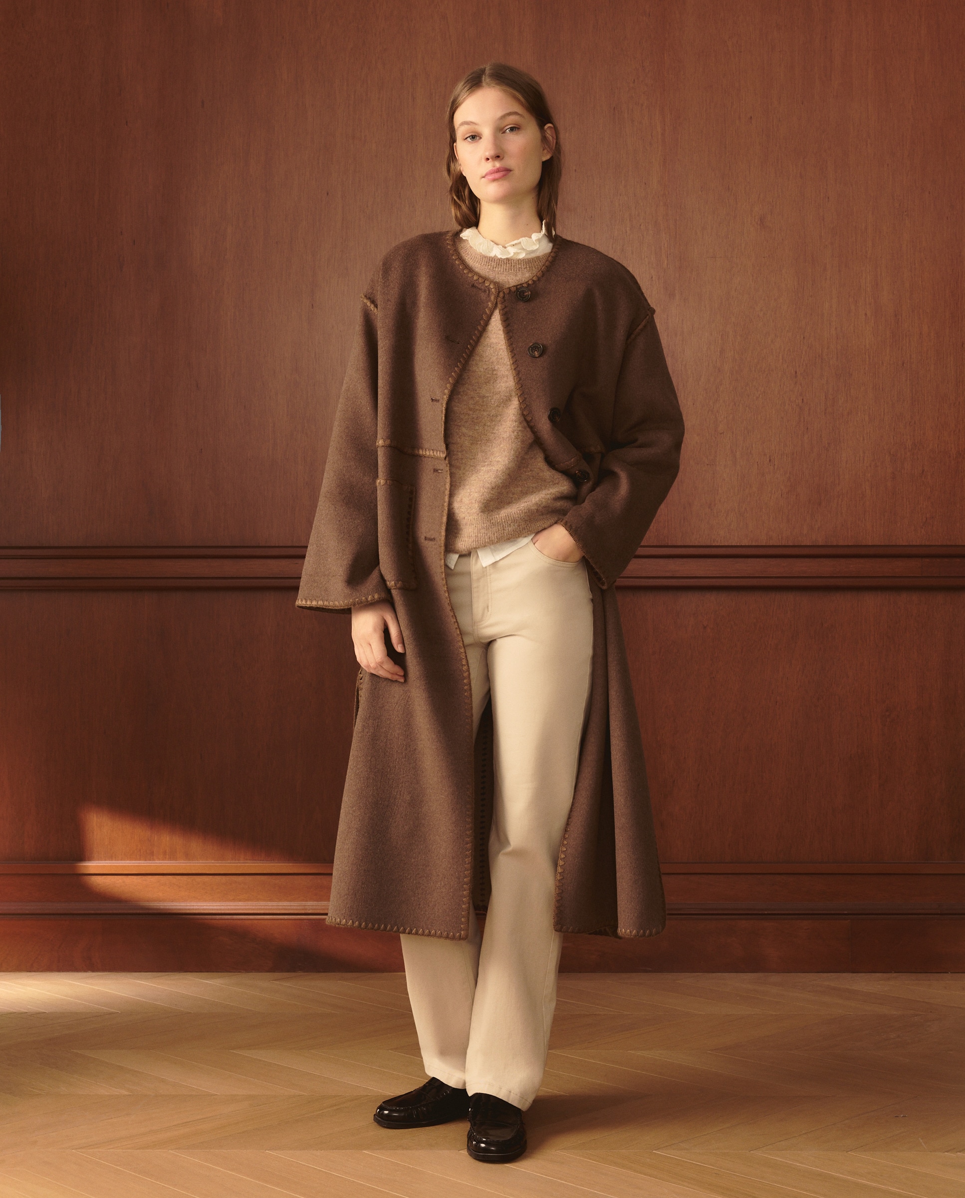 Sobretudo Comprido com Dupla Face Visom-Escuro-2