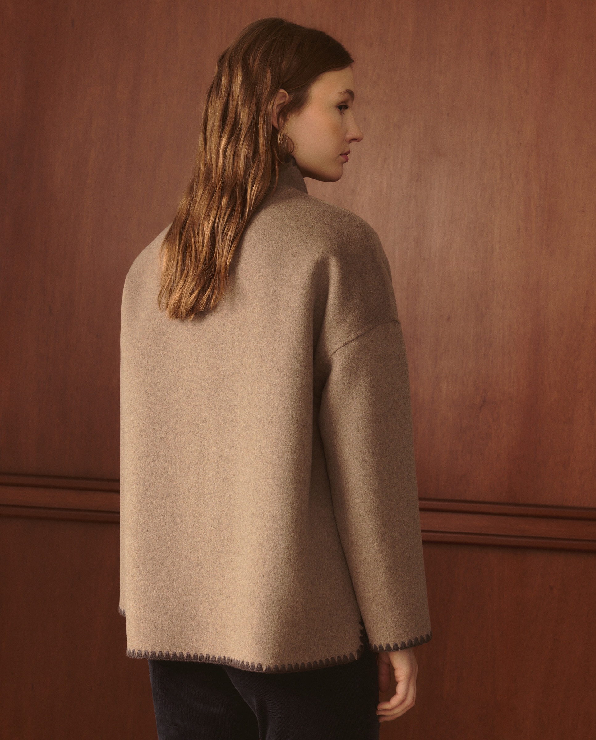 Casacão de Lã Liso Vison Claro-3