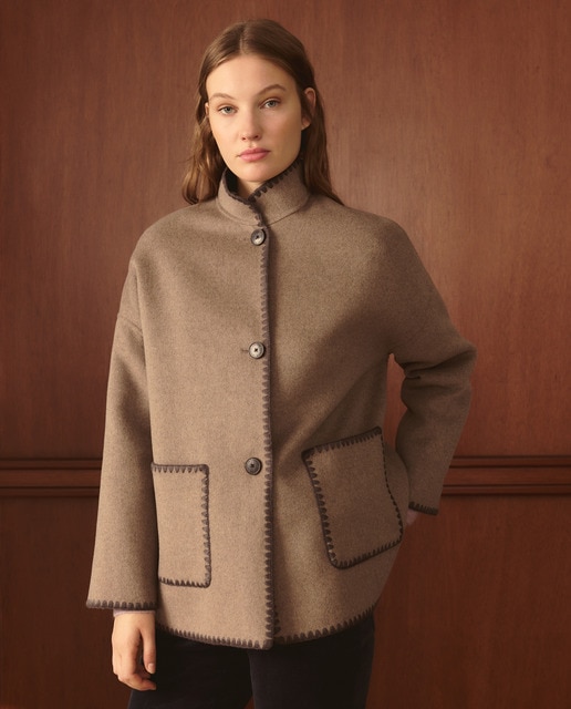 Imagen 0 de Chaquetón de lana liso de mujer