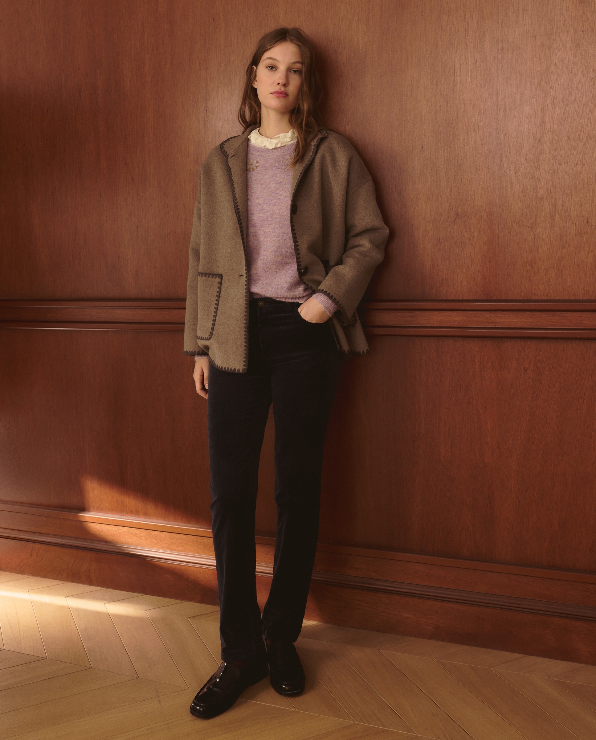 Casacão de Lã Liso Vison Claro-2