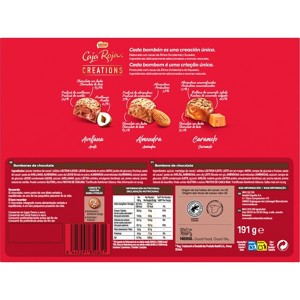 Konfektsortiment aus Milchschokolade Karton 191 g