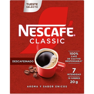 café soluble descafeinado intensidad 7 estuche 10 monodosis - Nescafe Classic