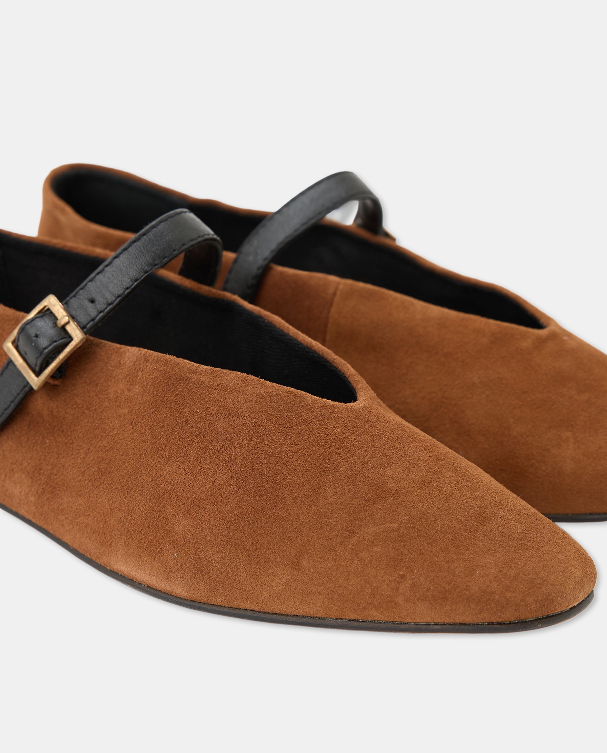 Bailarina de mujer de serraje con pulsera Negro-5