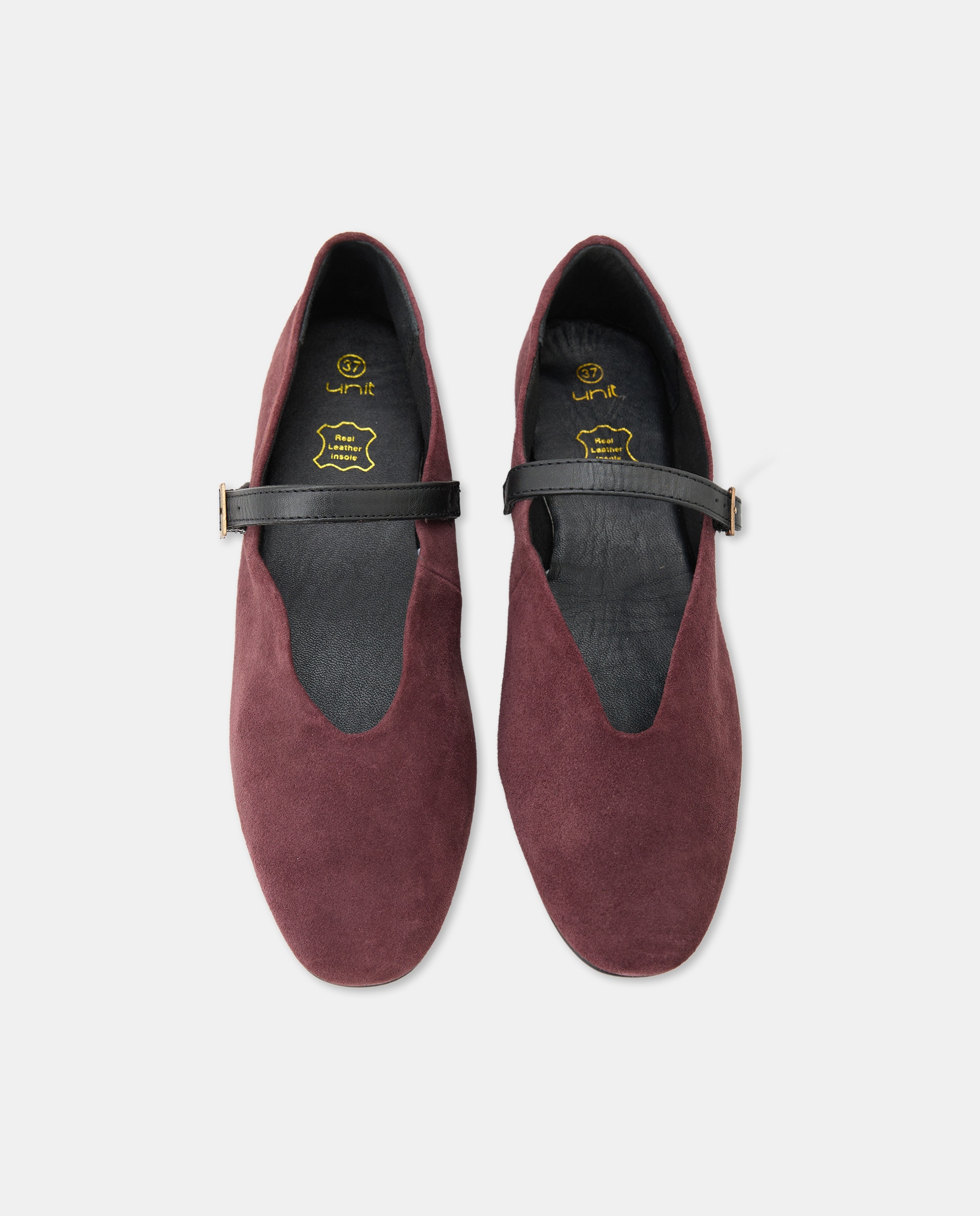 Bailarina de mujer de serraje con pulsera 291 Berenjena-4