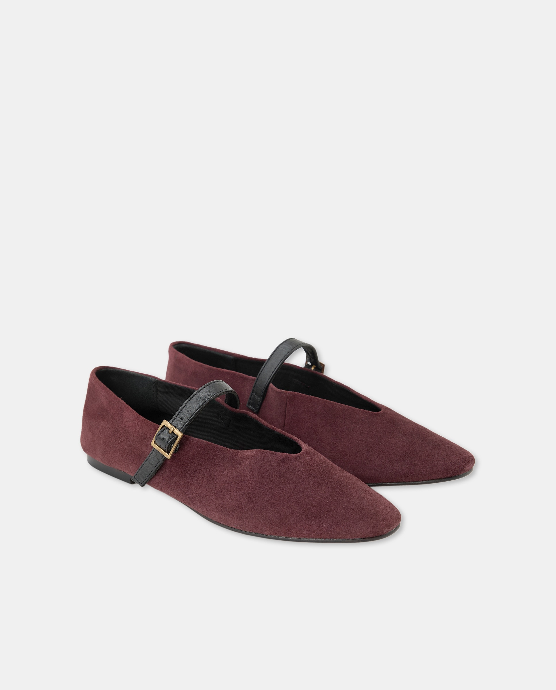 Bailarina de mujer de serraje con pulsera 291 Berenjena-2