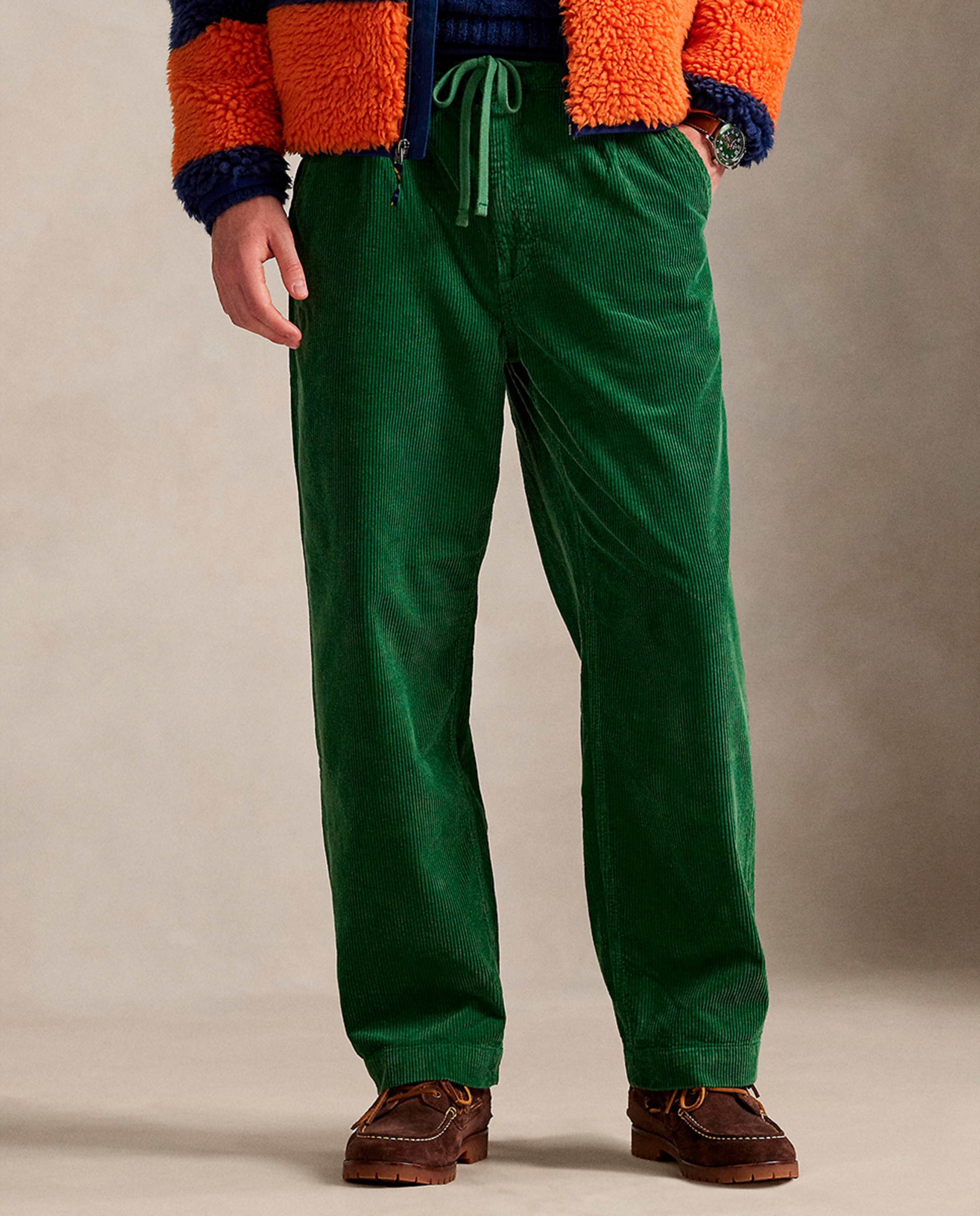 Calças de Sarja de Algodão Classic Fit Verde Amazonas-2