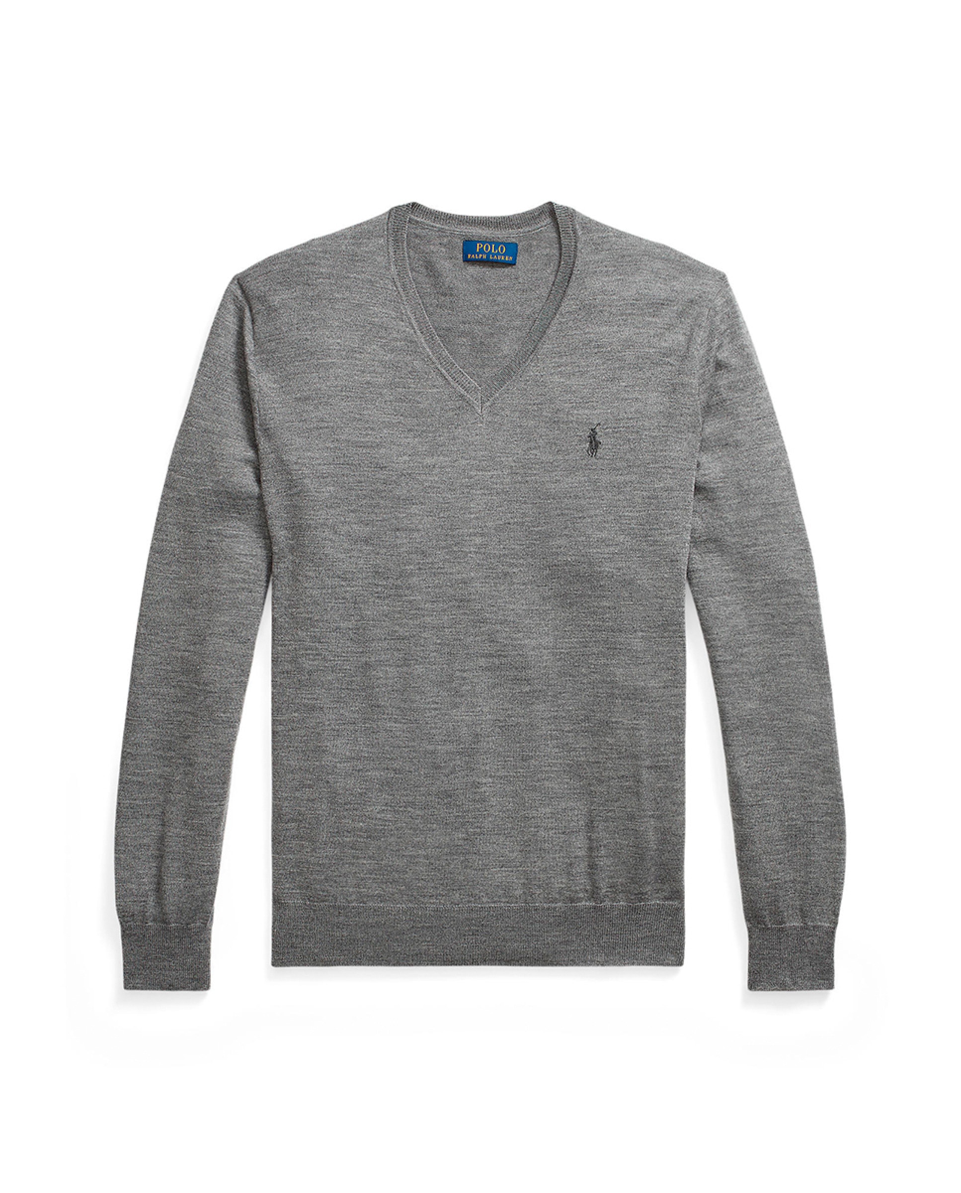 Camisola de Malha de Lã com Lavagem Slim Fit Cinzento-4