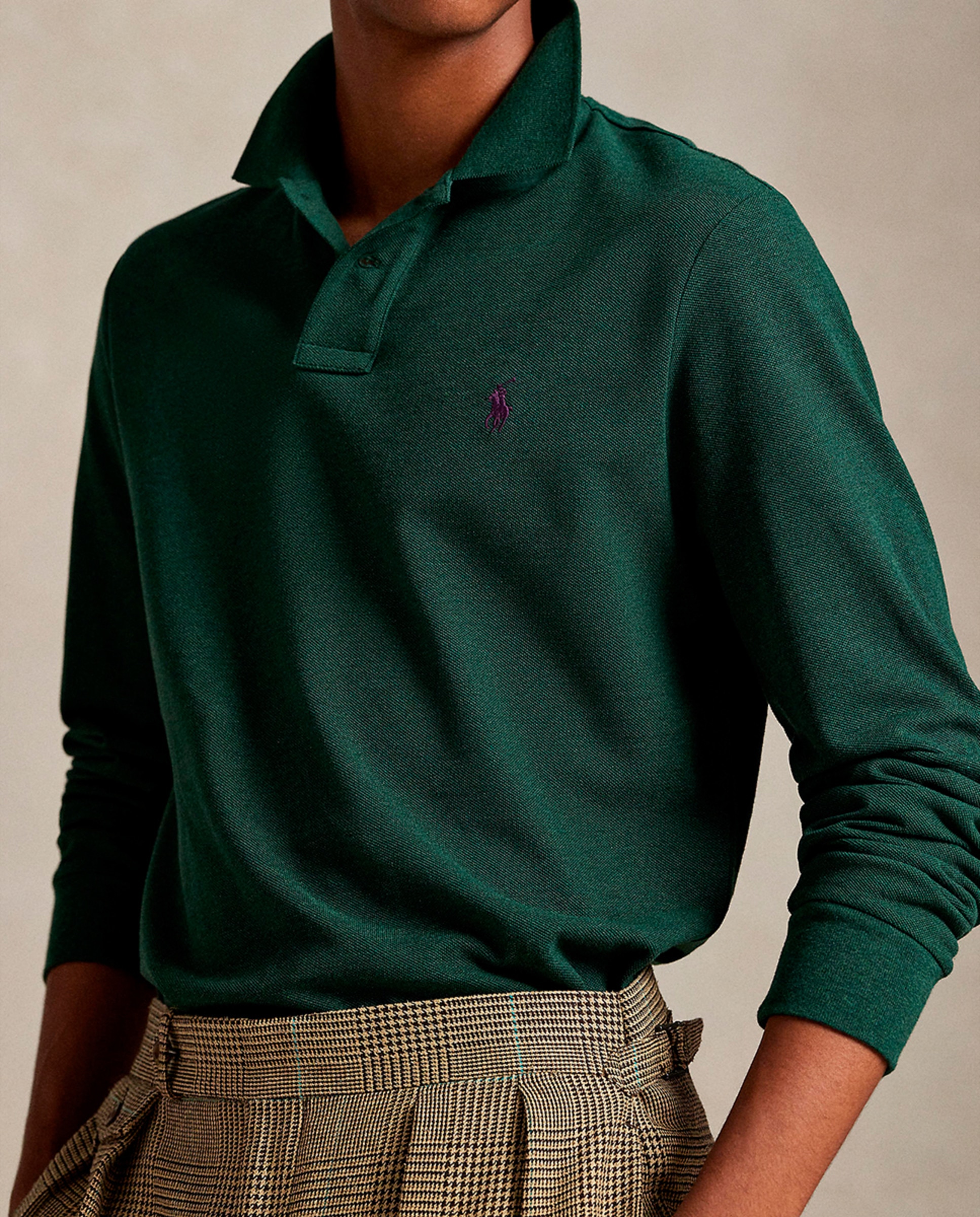Polo Piqué Custom Slim Fit Verde Pinheiro-4