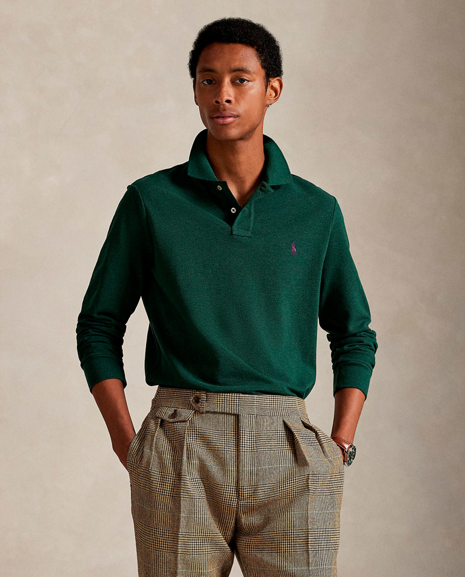 Polo Piqué Custom Slim Fit Verde Pinheiro-1