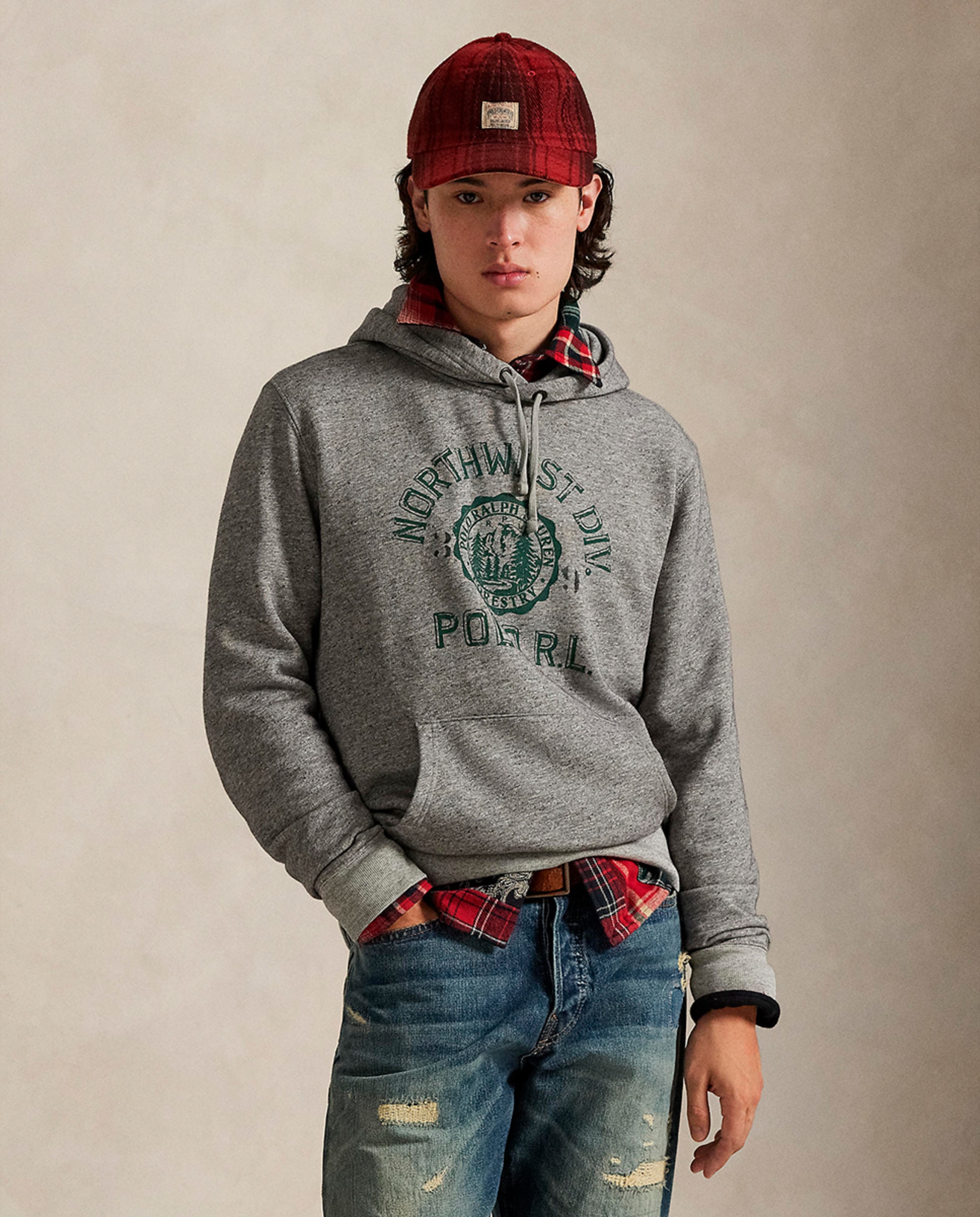 Sweatshirt de Felpa com Capuz e Logótipo Cinzento-1