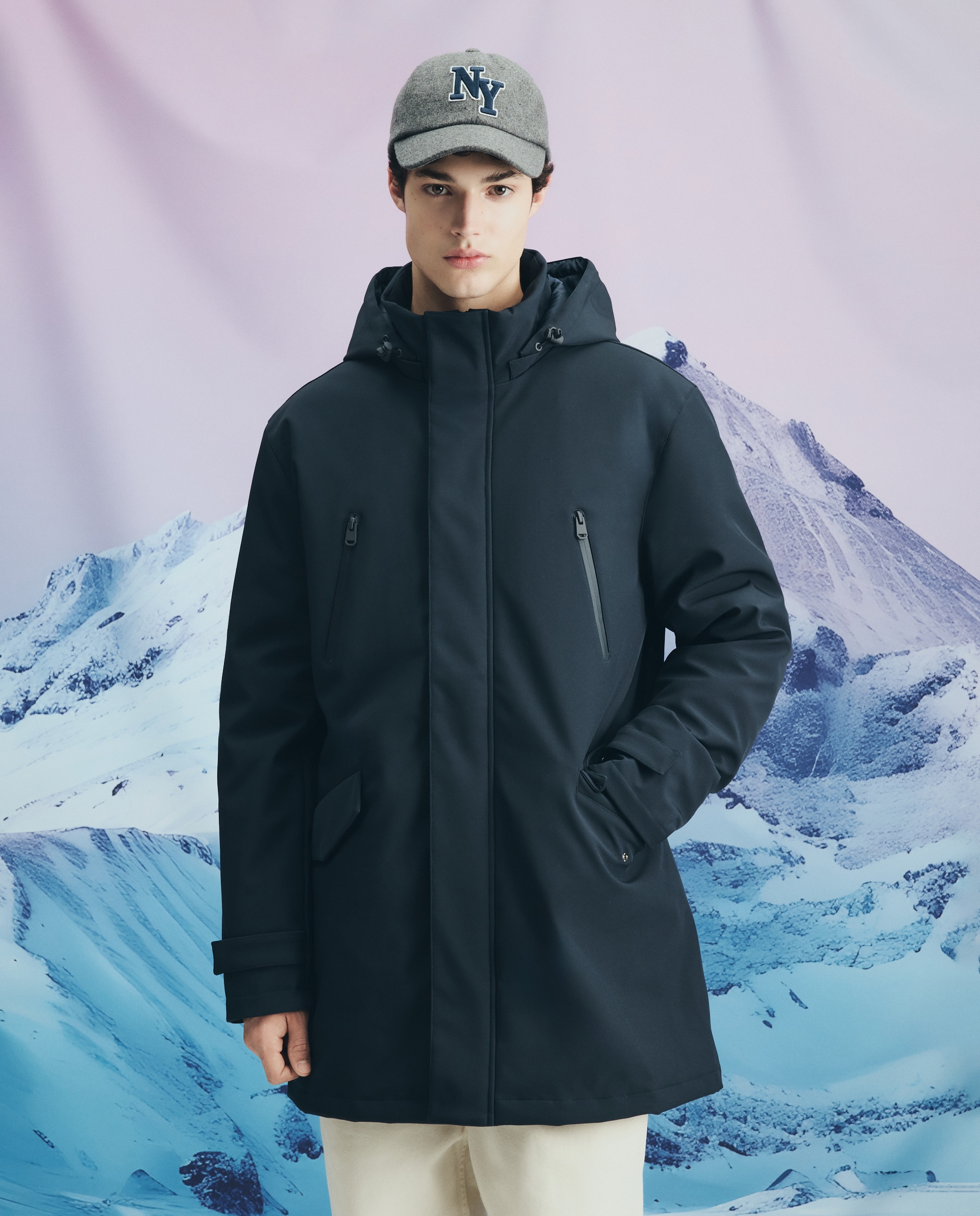 Parka de Neopreno Comprida com Capuz 430 Azul Escuro-1