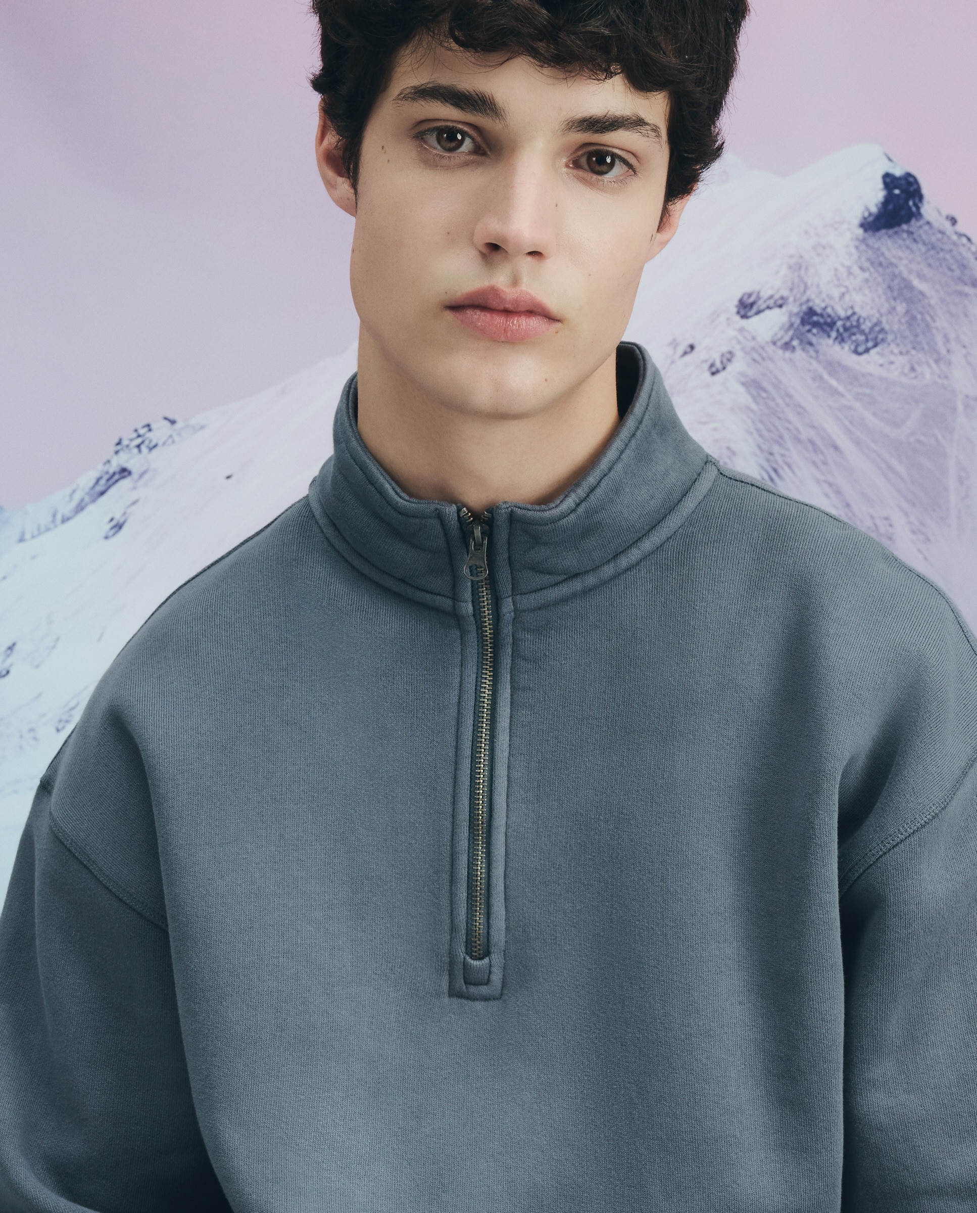Sweatshirt com Meio Fecho de Correr 430 Azul Escuro-3