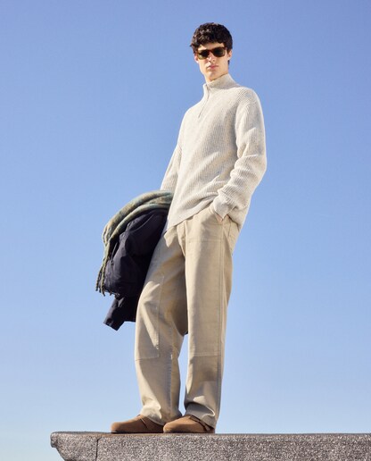 Imagen 0 de Jersey media cremallera canalé neps de hombre