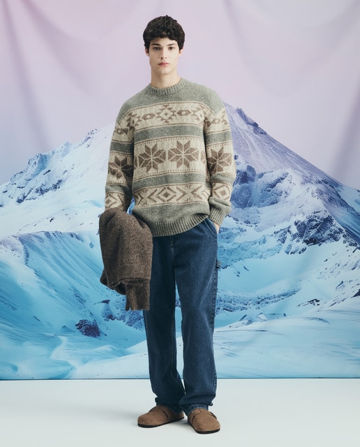 Imagem 0 de Camisola de Malha de Gola Redonda com Jacquard de Motivos Natalícios