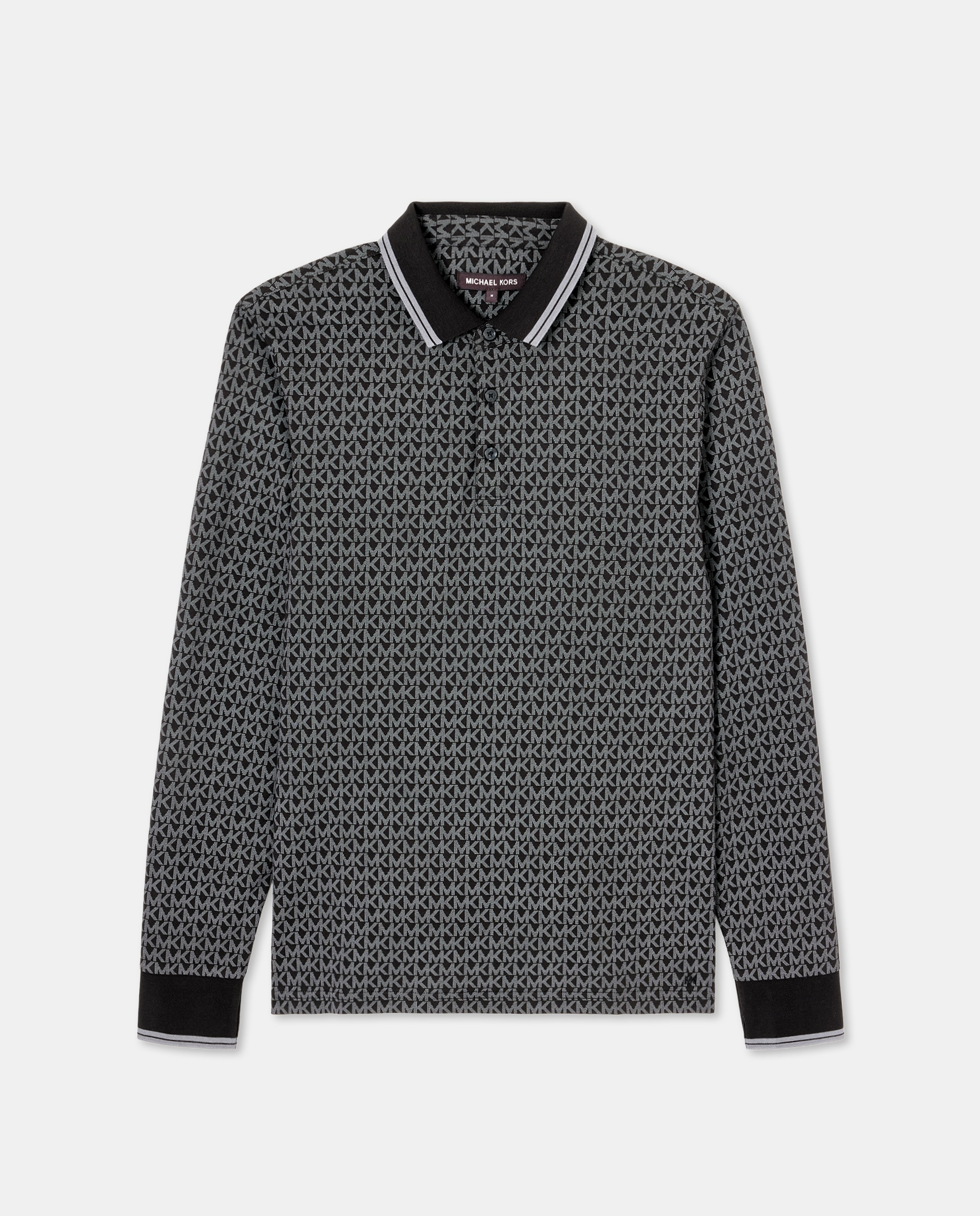 Polo de hombre manga larga algodón con estampado logotipos