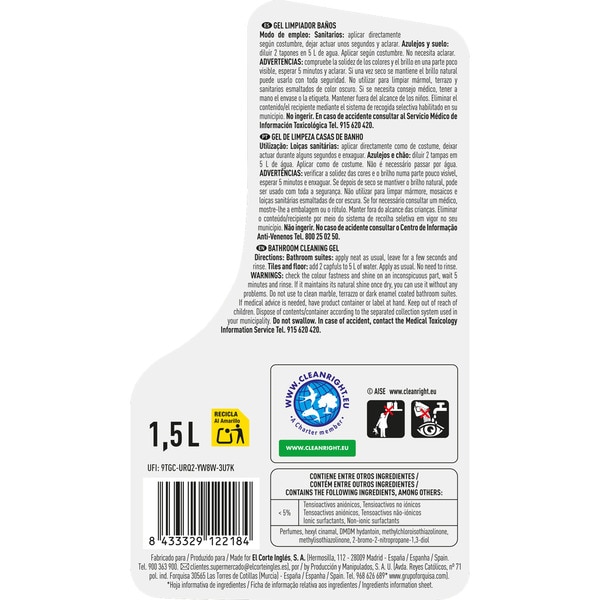 bathroom cleansing gel bottle 1,5 l