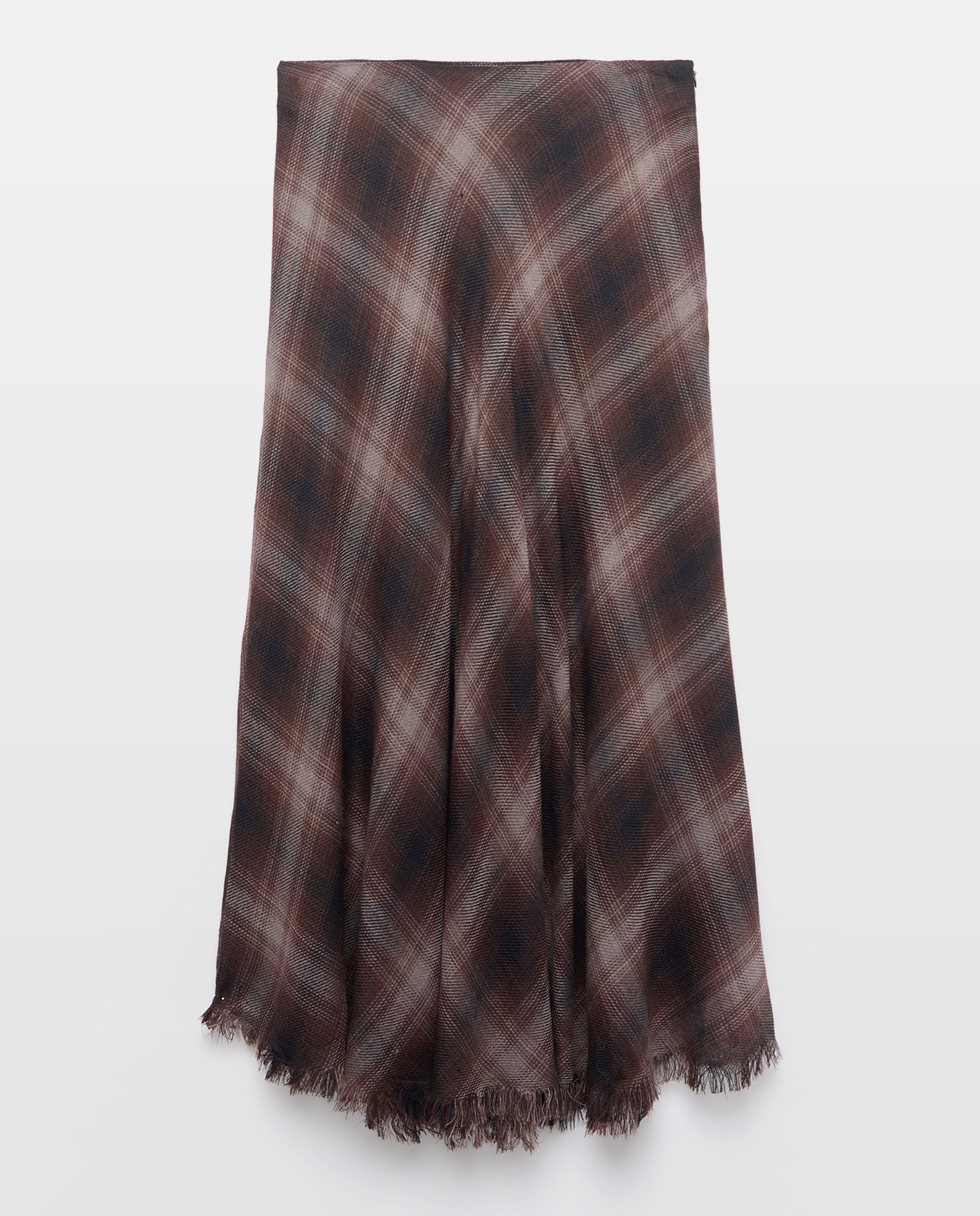 Saia midi aos quadrados Castanho-4