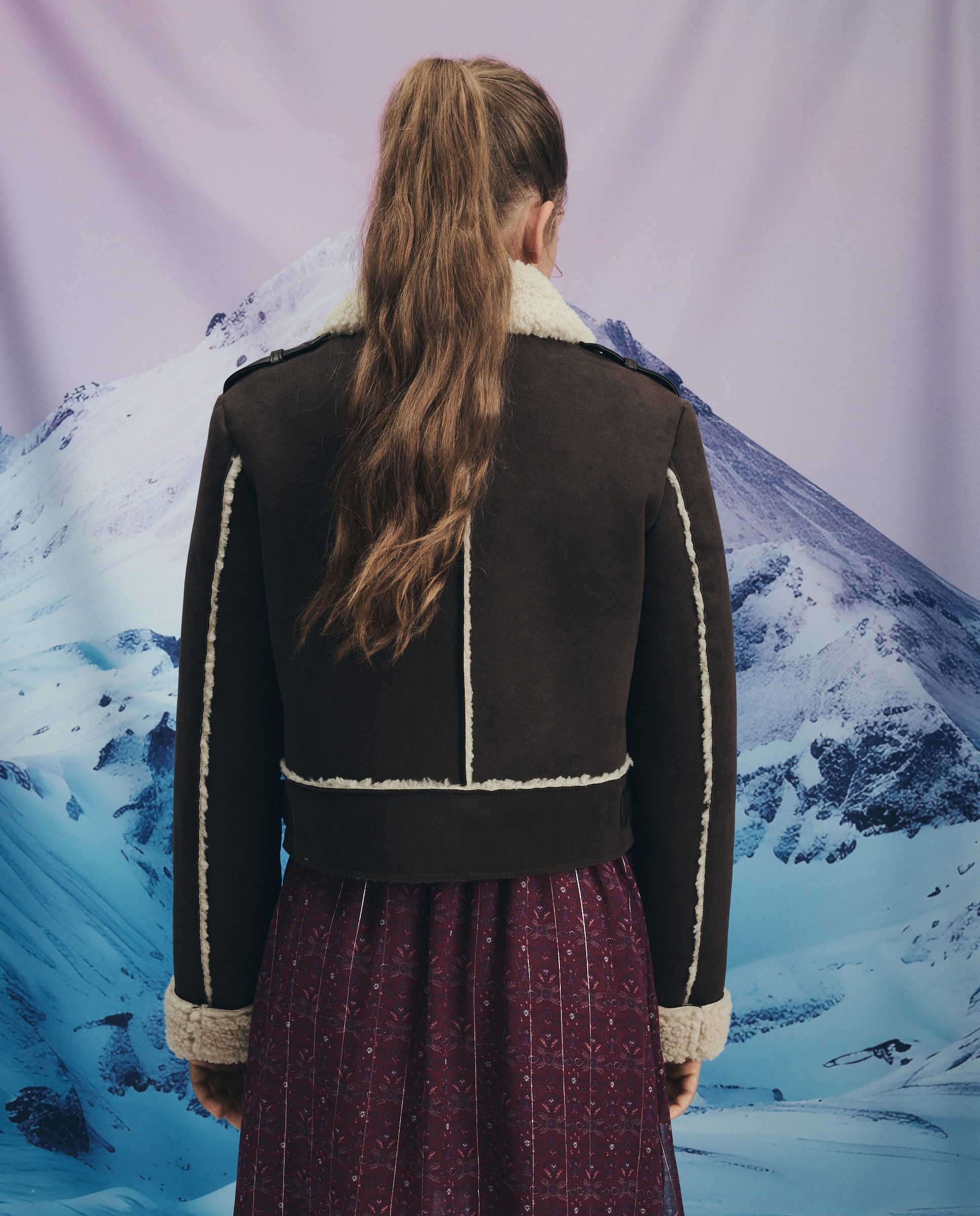 Blusão de Dupla Face Liso Castanho-4