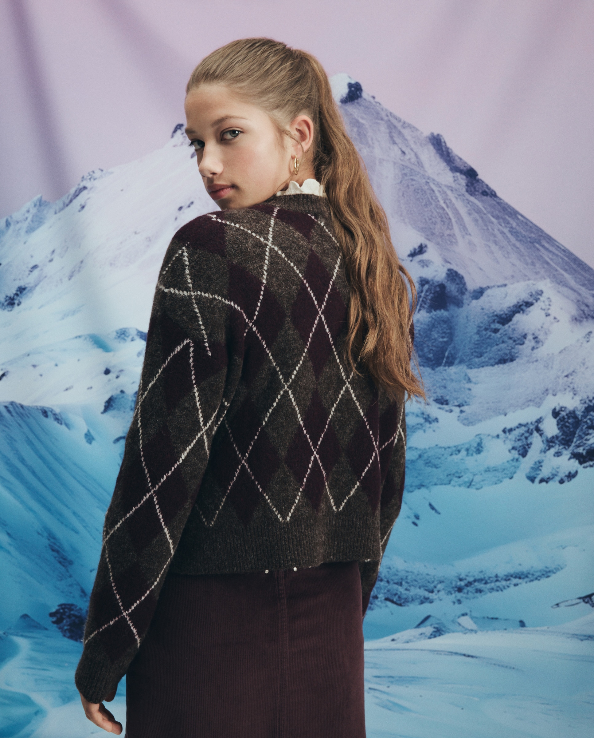 Camisola de Malha com Losangos 580 Musgo-3