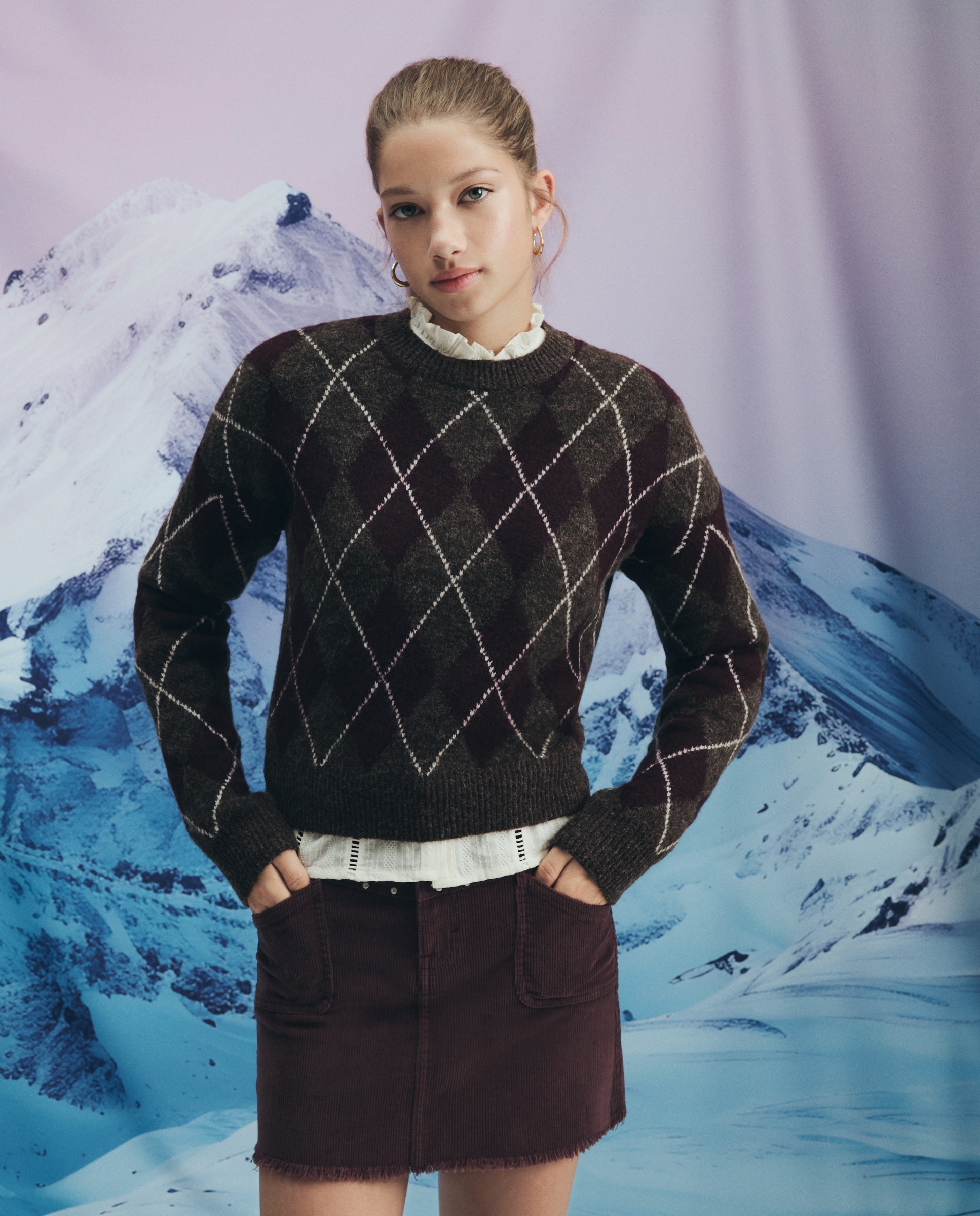 Camisola de Malha com Losangos 580 Musgo-2