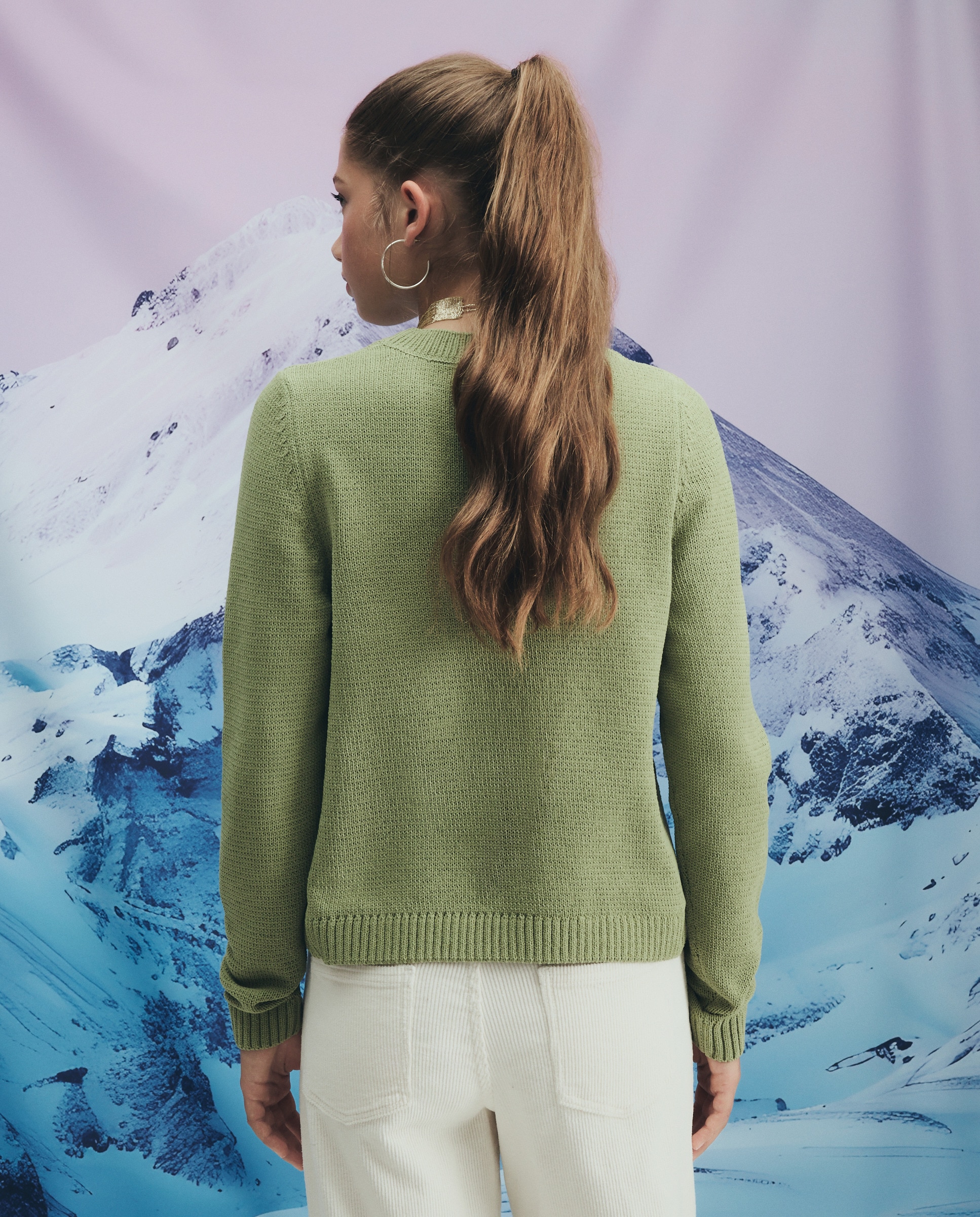 Camisola de Malha Chenille Básica 580 Musgo-3