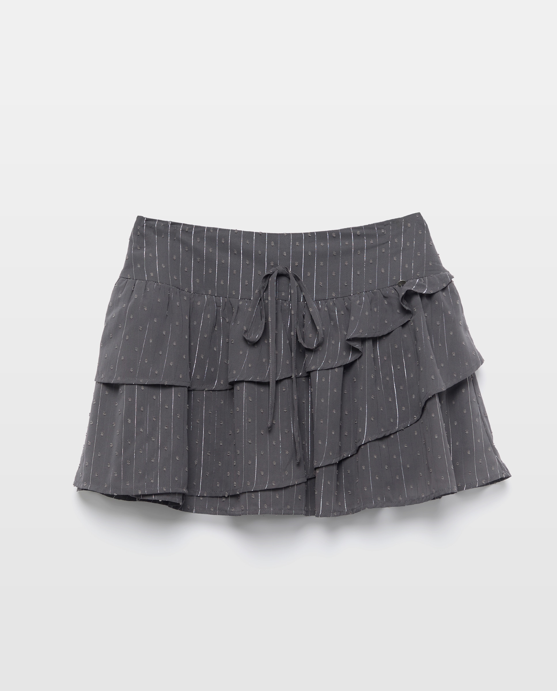Saia Curta com Folho e Plumetti Cinzento-4
