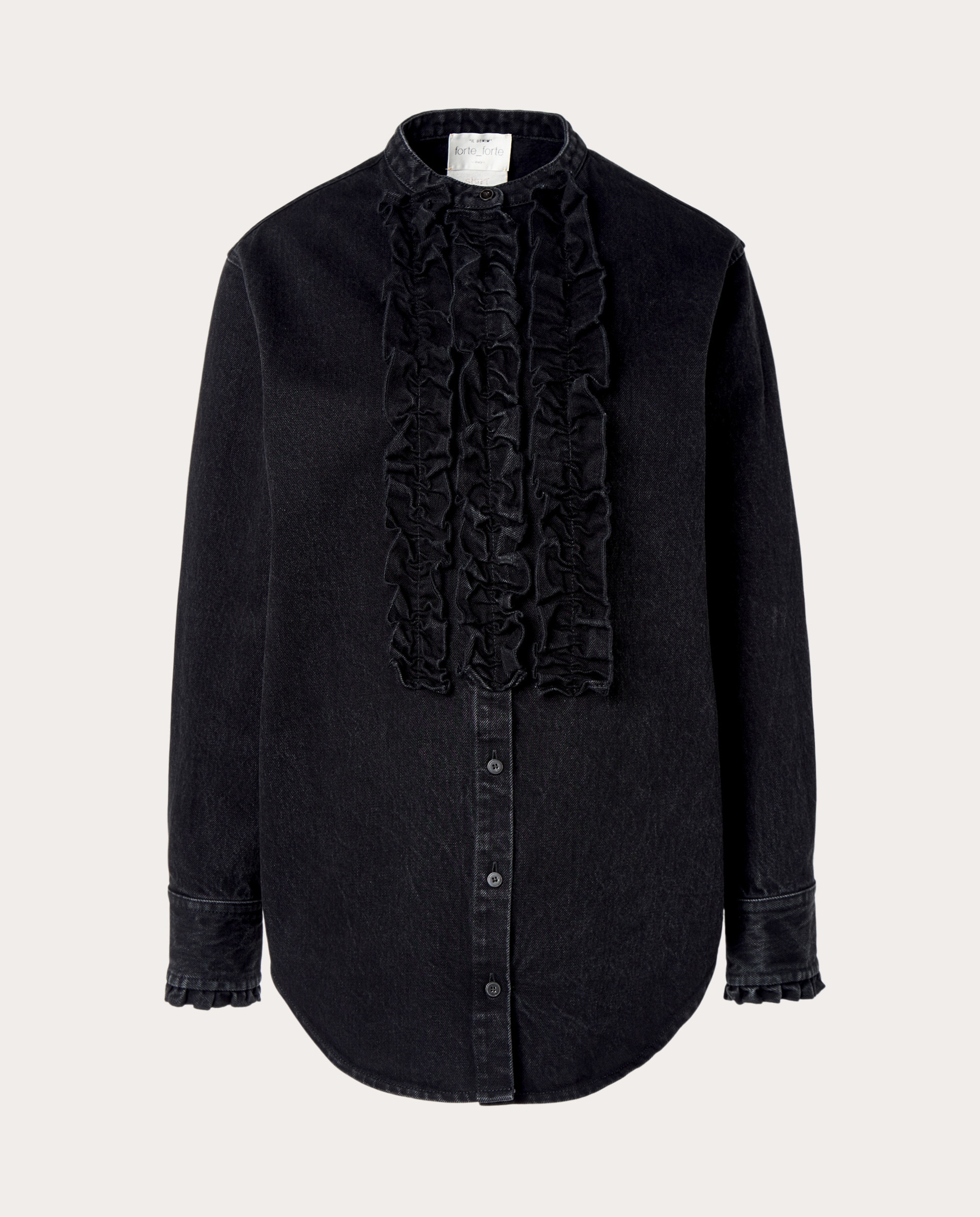 Camisa de algodão Preto-1