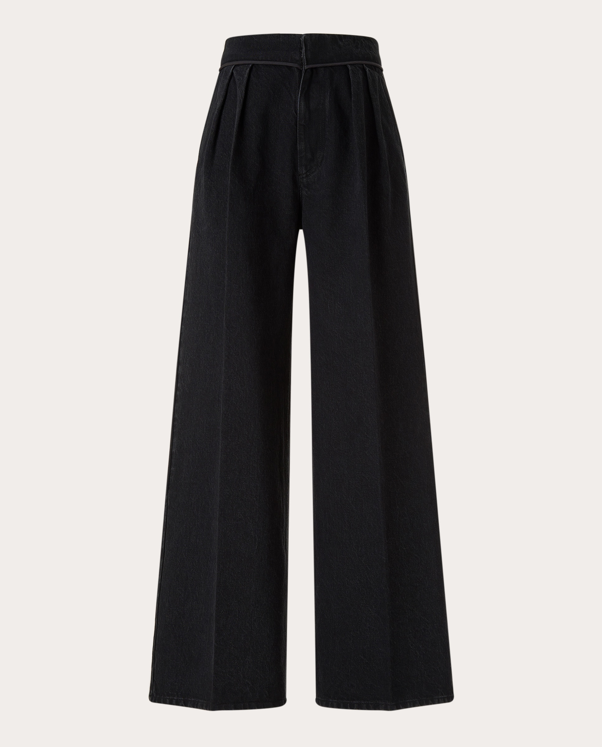 Pantalón recto de algodón Negro-1