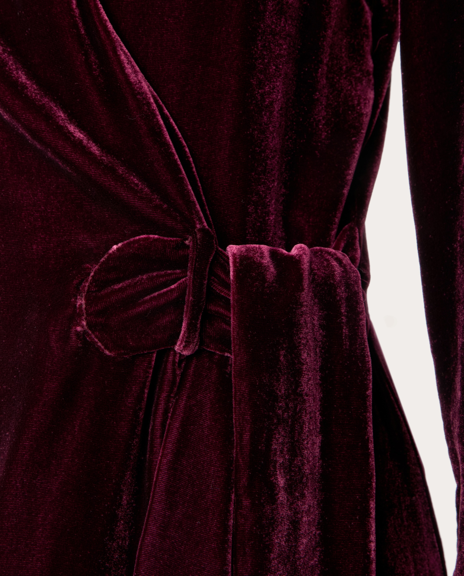 Vestido midi de veludo Bordeaux-3