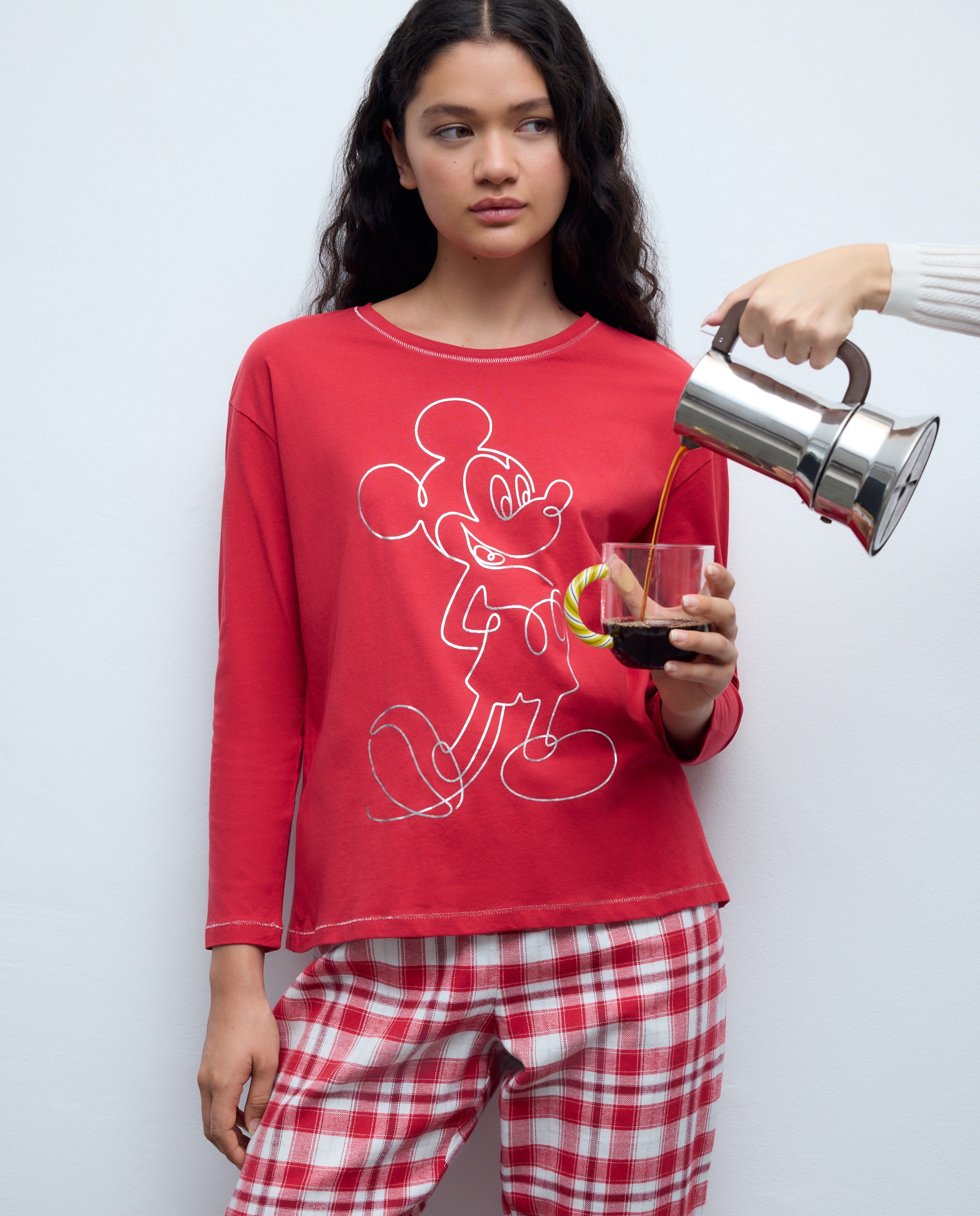 Camisola de Pijama com Estampado Mickey 600 Vermelho-1