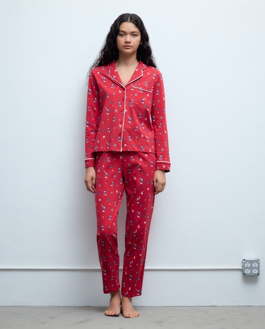 Imagem 0 de Pijama Completo com Estampado Minnie e Copos com Aba, Manga Comprida e Calças