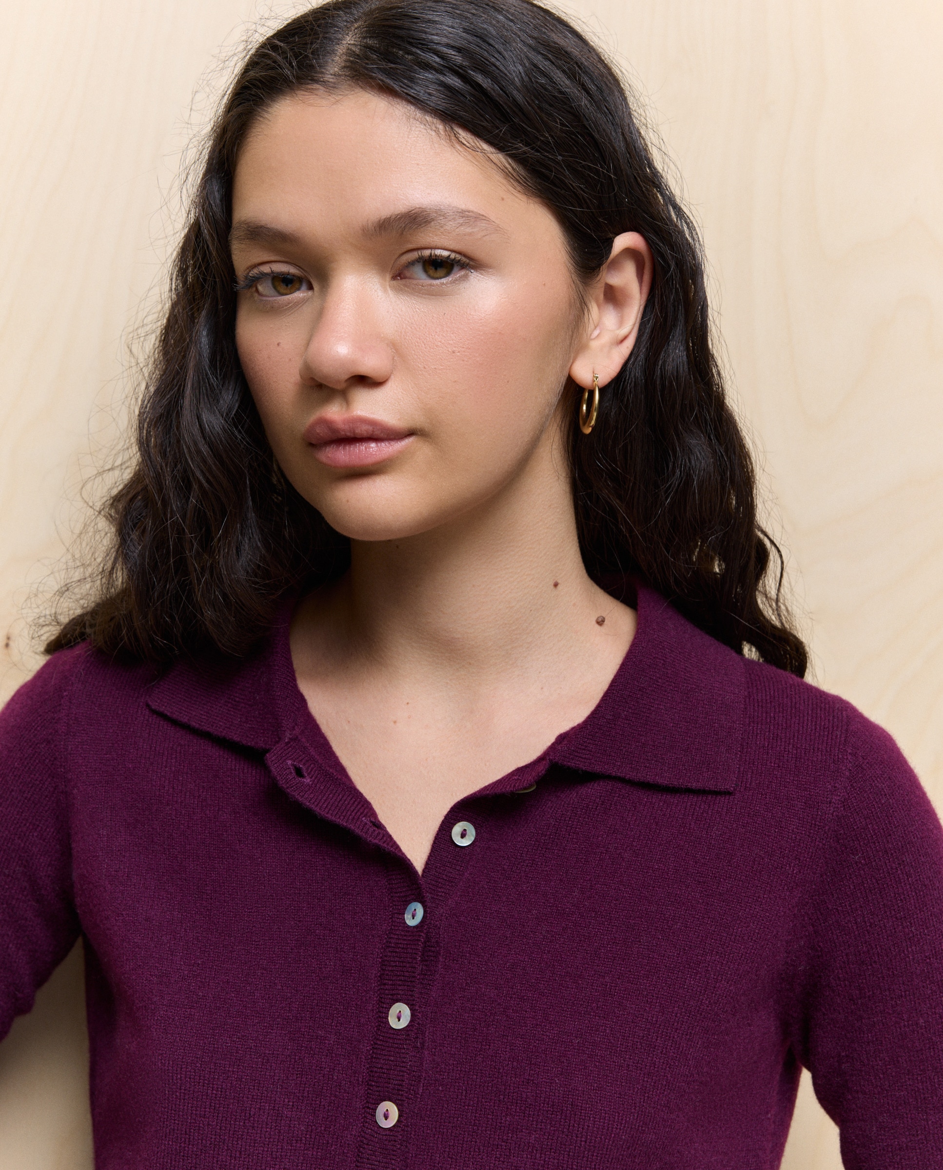 Camisola de Malha Lisa com Caxemira Roxo-1