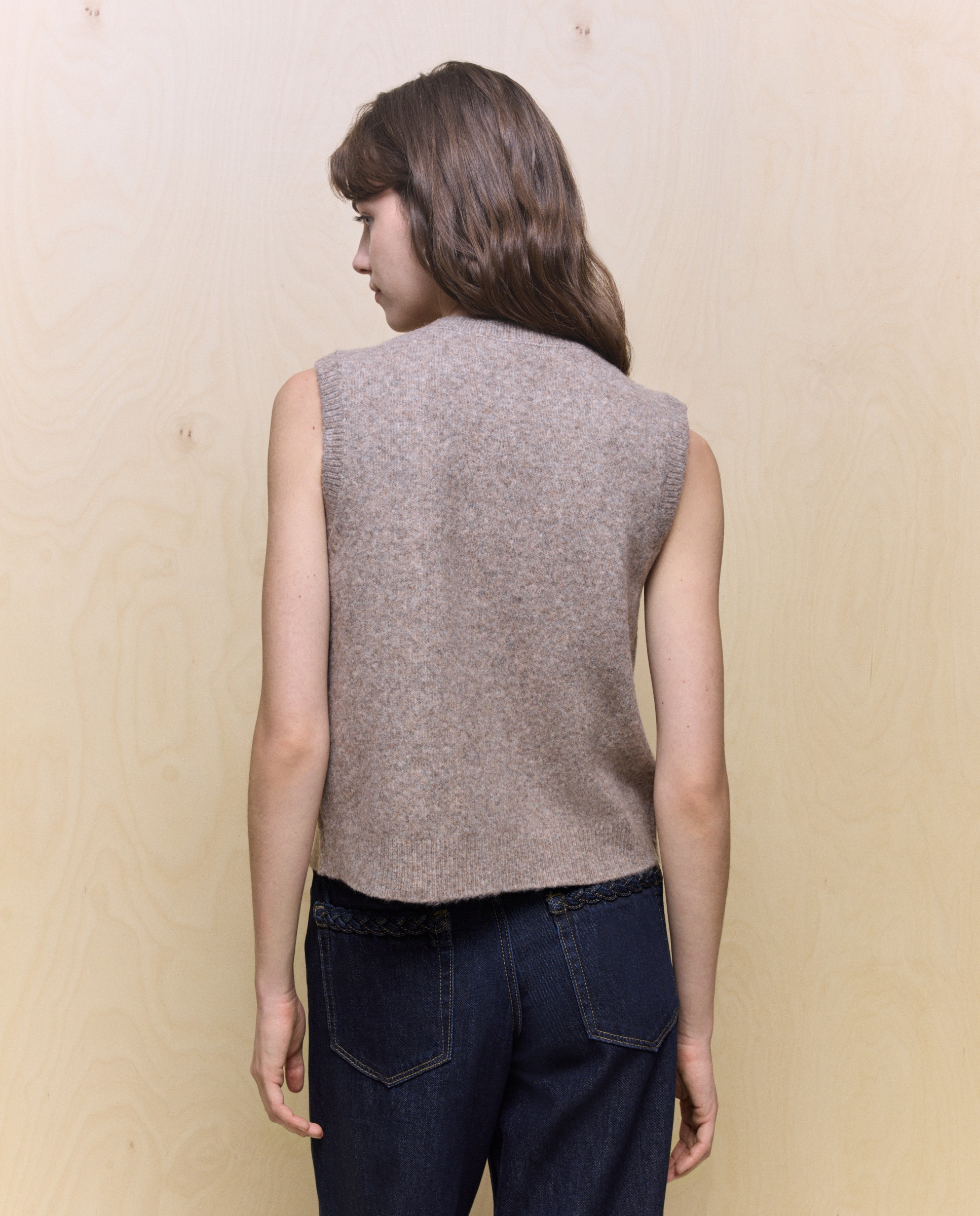 Colete de malha com botões Visom-Escuro-4