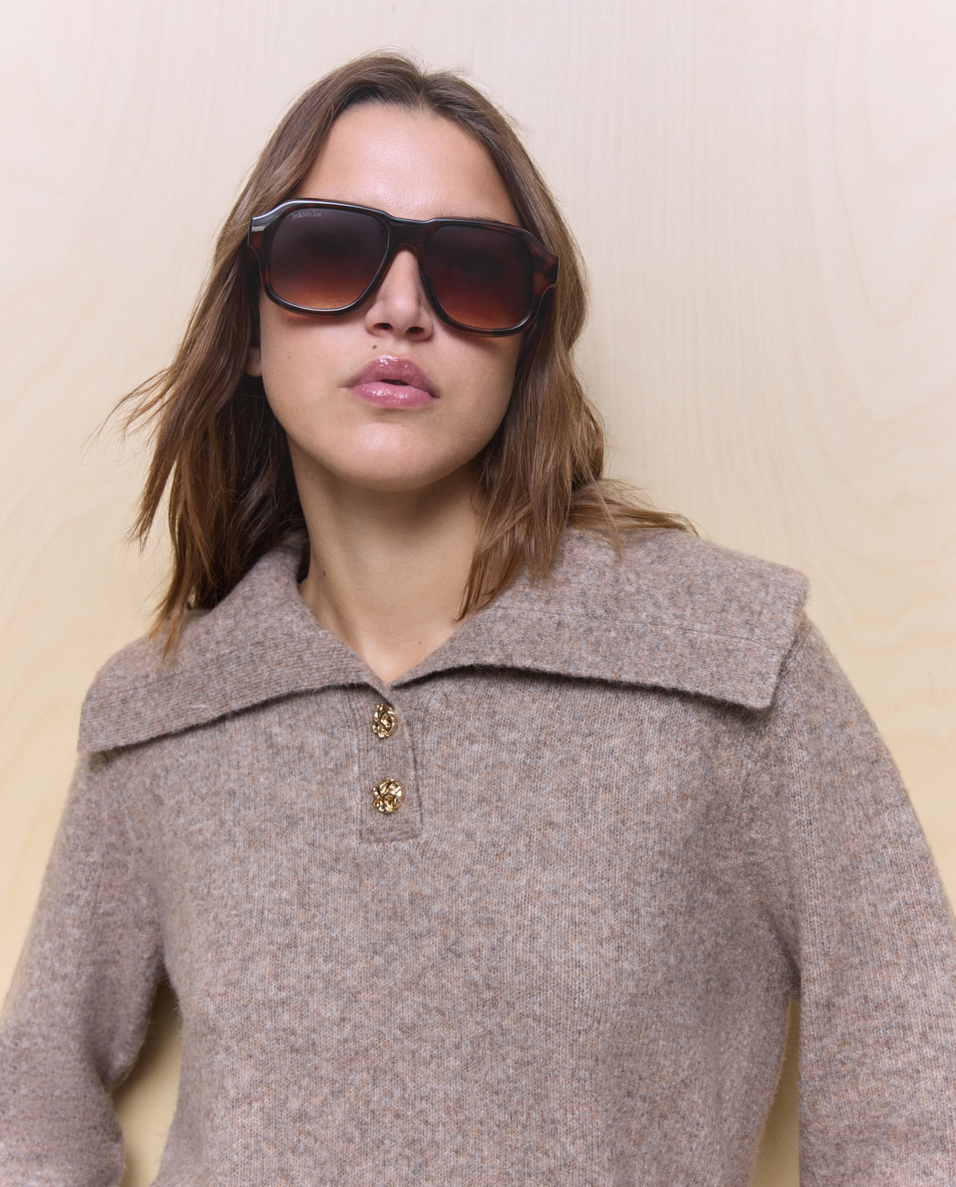 Camisola de Malha com Colarinho de Polo e Botão Metálico Visom-Escuro-4