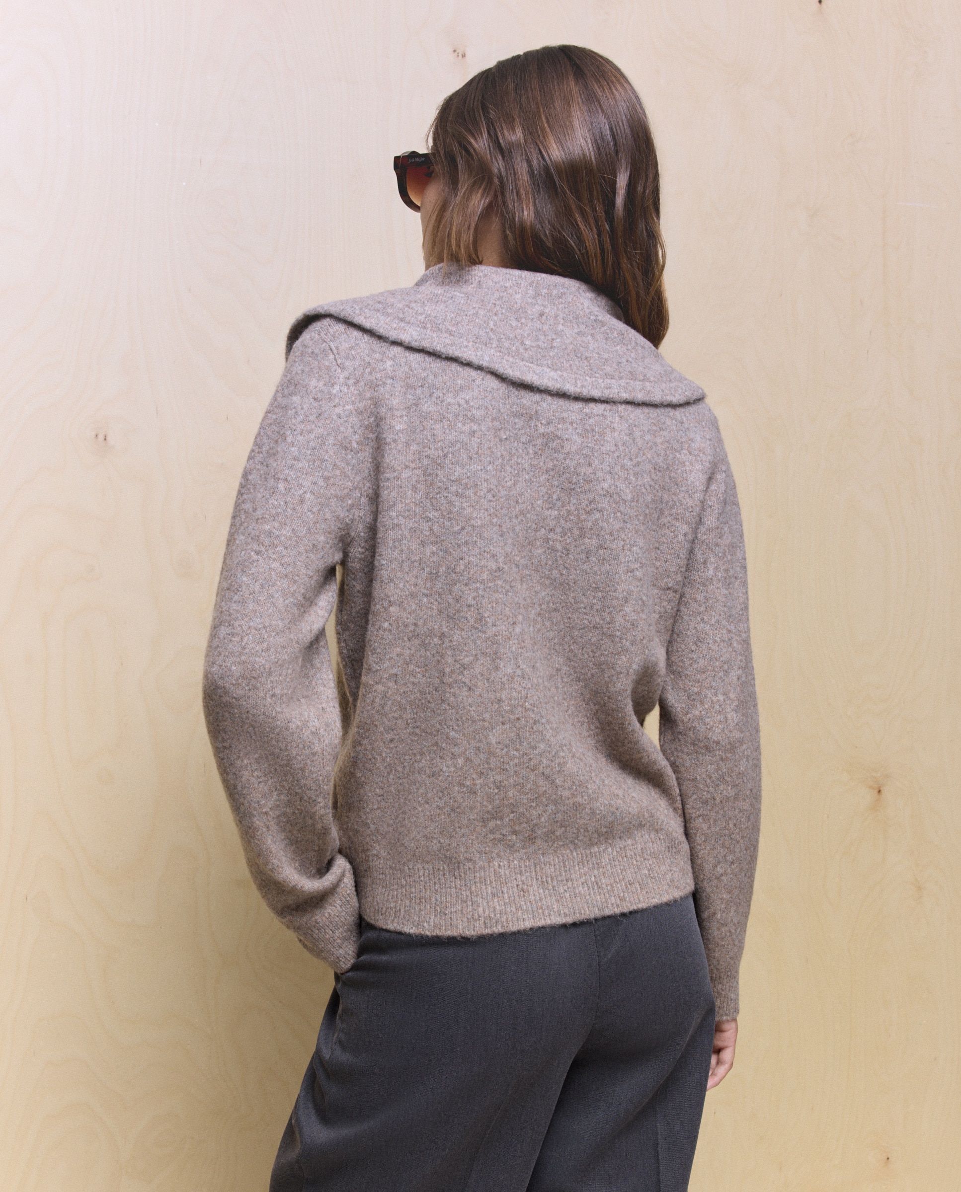 Camisola de Malha com Colarinho de Polo e Botão Metálico Visom-Escuro-3