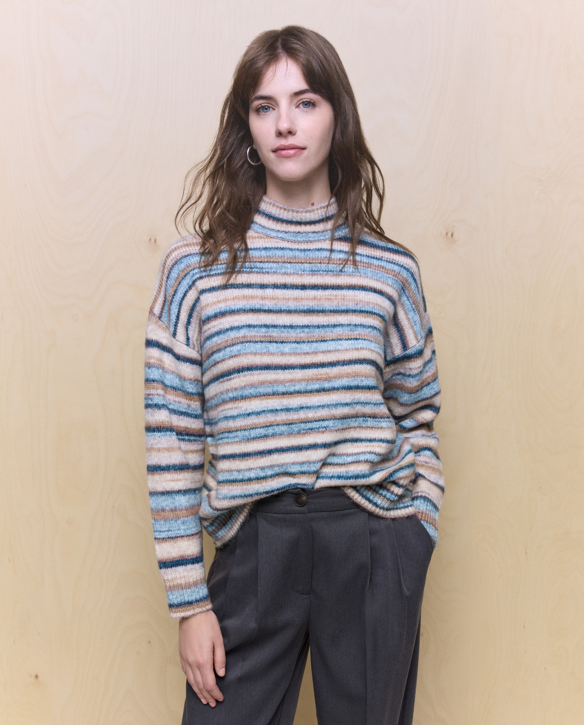 Camisola de Malha às Riscas Multicolor-2