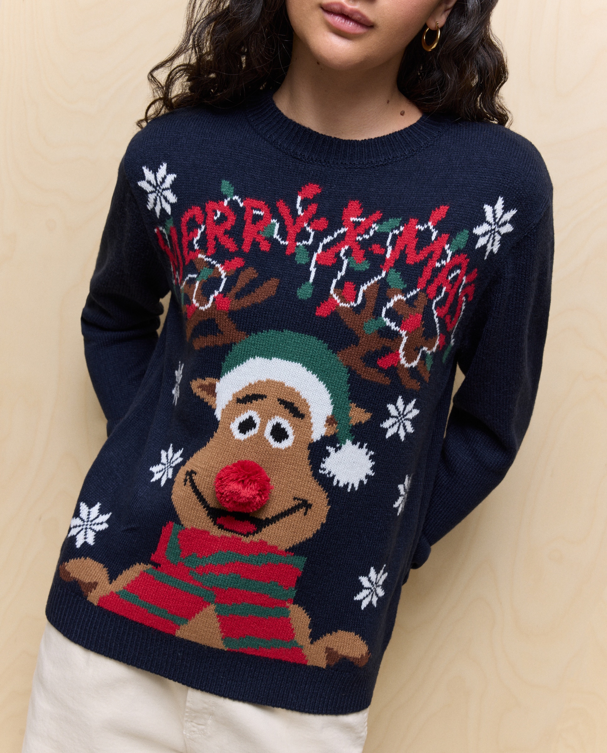 Camisola de Malha de Natal Azul-marinho-4