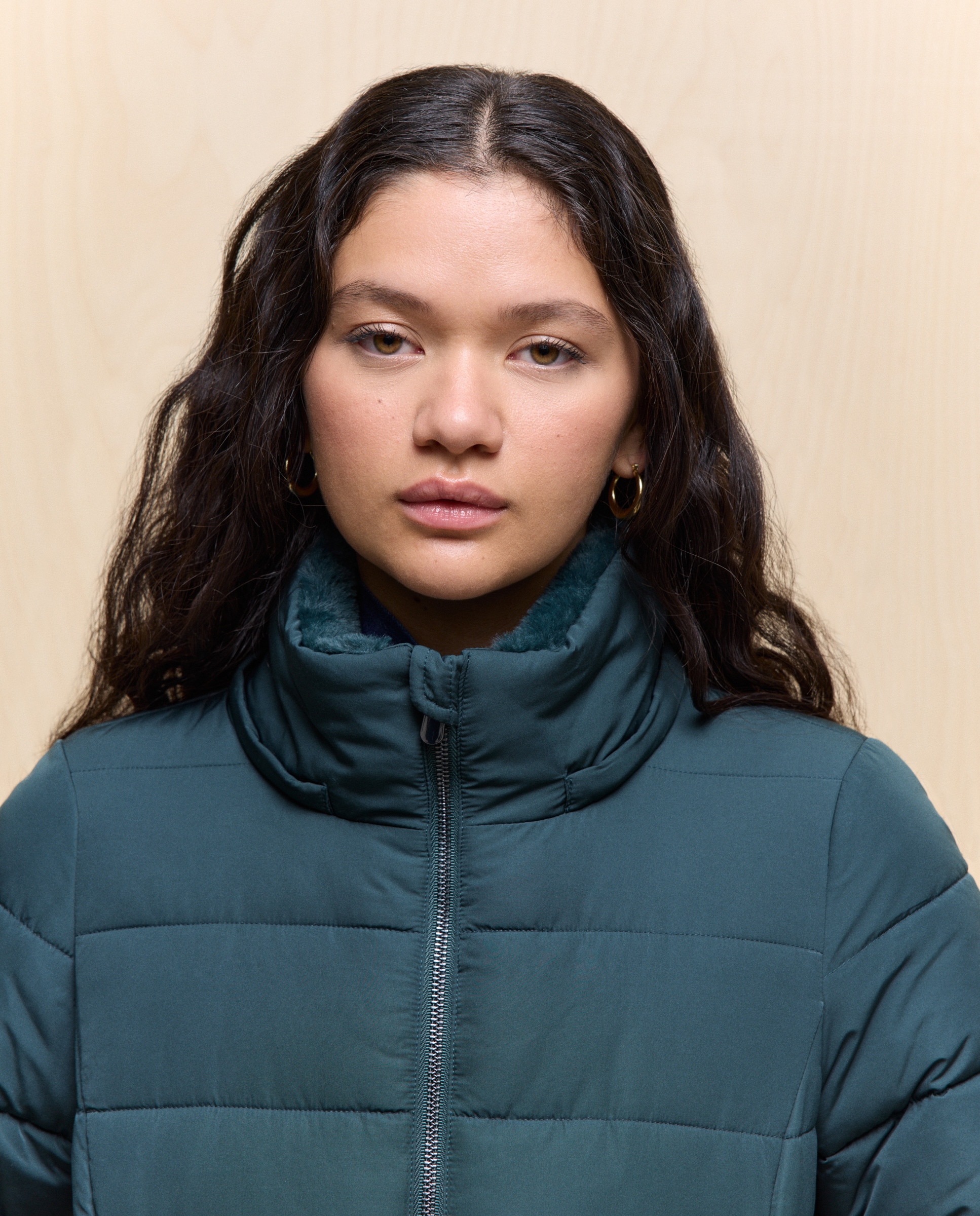 Sobretudo Acolchoado com Capuz e Forro 530 Verde Escuro-3