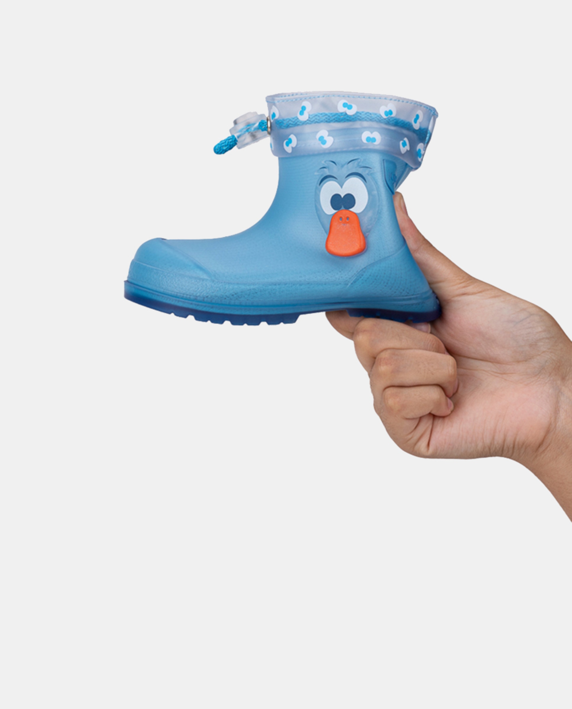 Galochas de Cano Baixo com Detalhe de Pato Lateral em Acabamento Mate e Conceito Barefoot Medium Azul Transparente-3