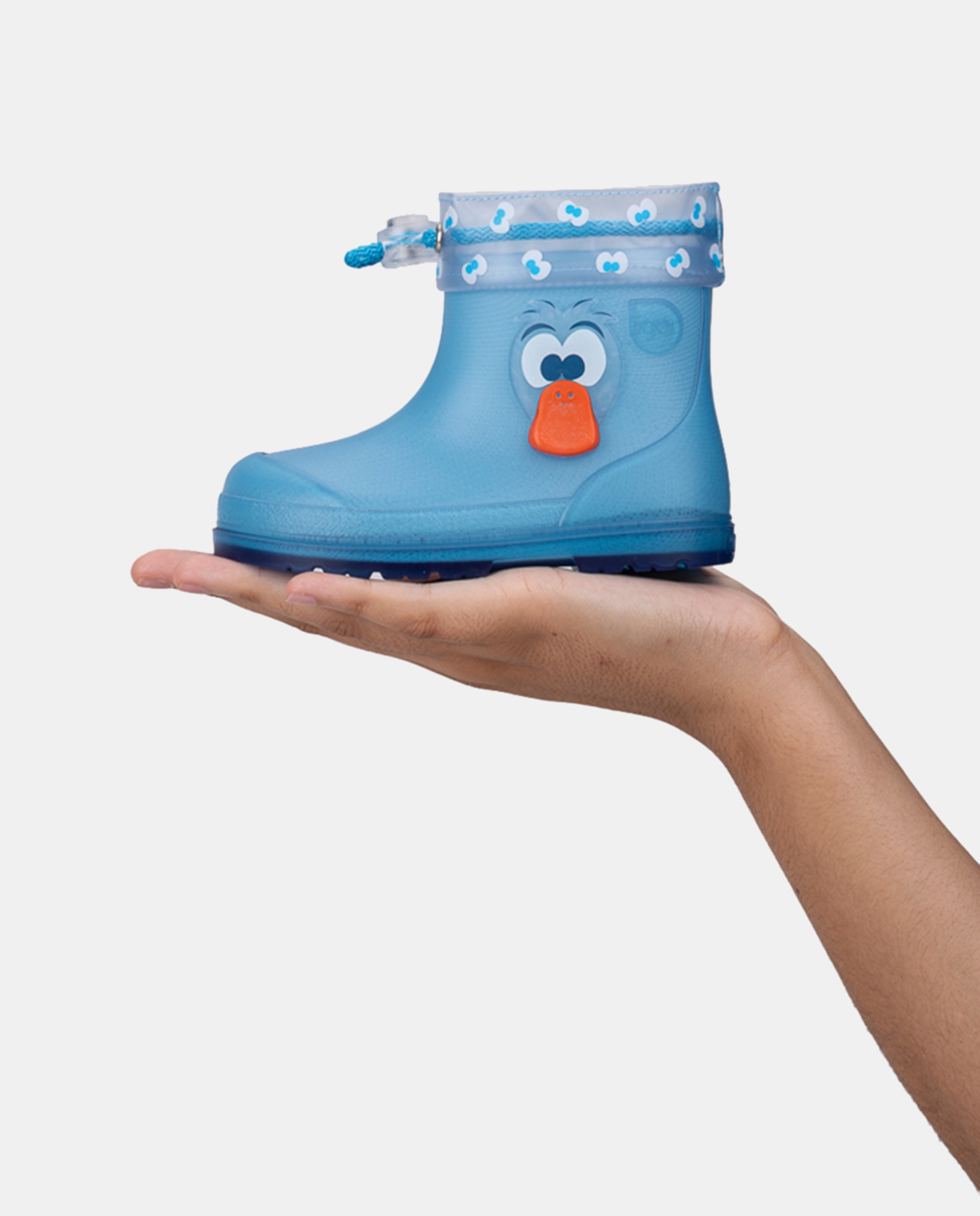 Galochas de Cano Baixo com Detalhe de Pato Lateral em Acabamento Mate e Conceito Barefoot Medium Azul Transparente-8