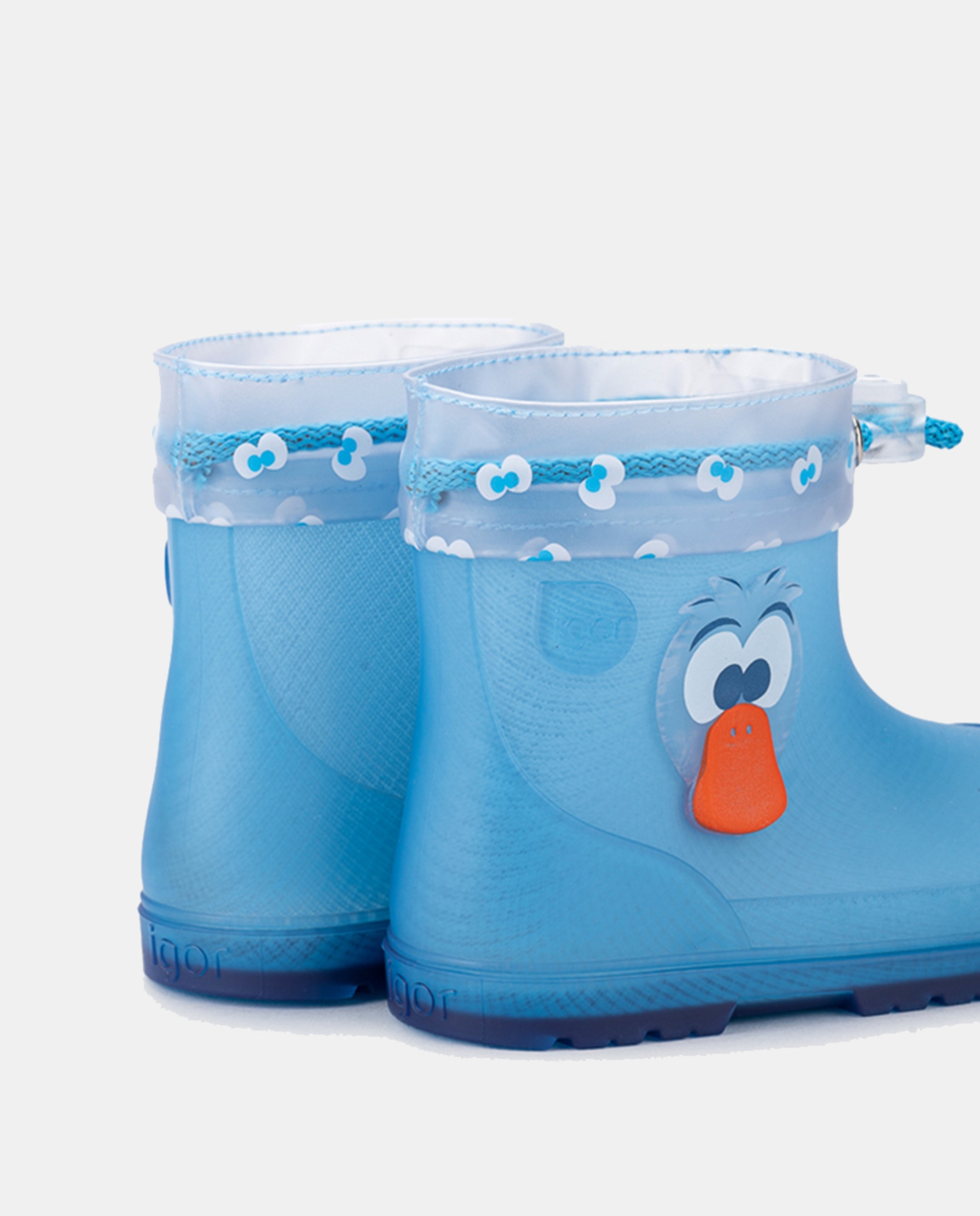 Galochas de Cano Baixo com Detalhe de Pato Lateral em Acabamento Mate e Conceito Barefoot Medium Azul Transparente-5