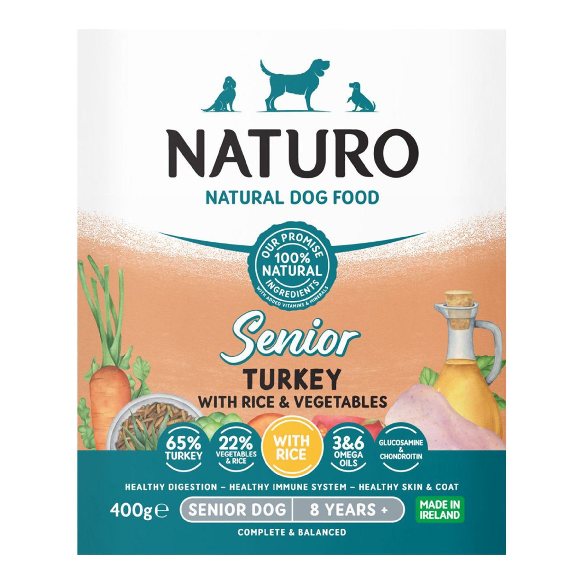 Imagen 0 de Comida húmeda para perros sénior Naturo paté pavo y arroz 400 g