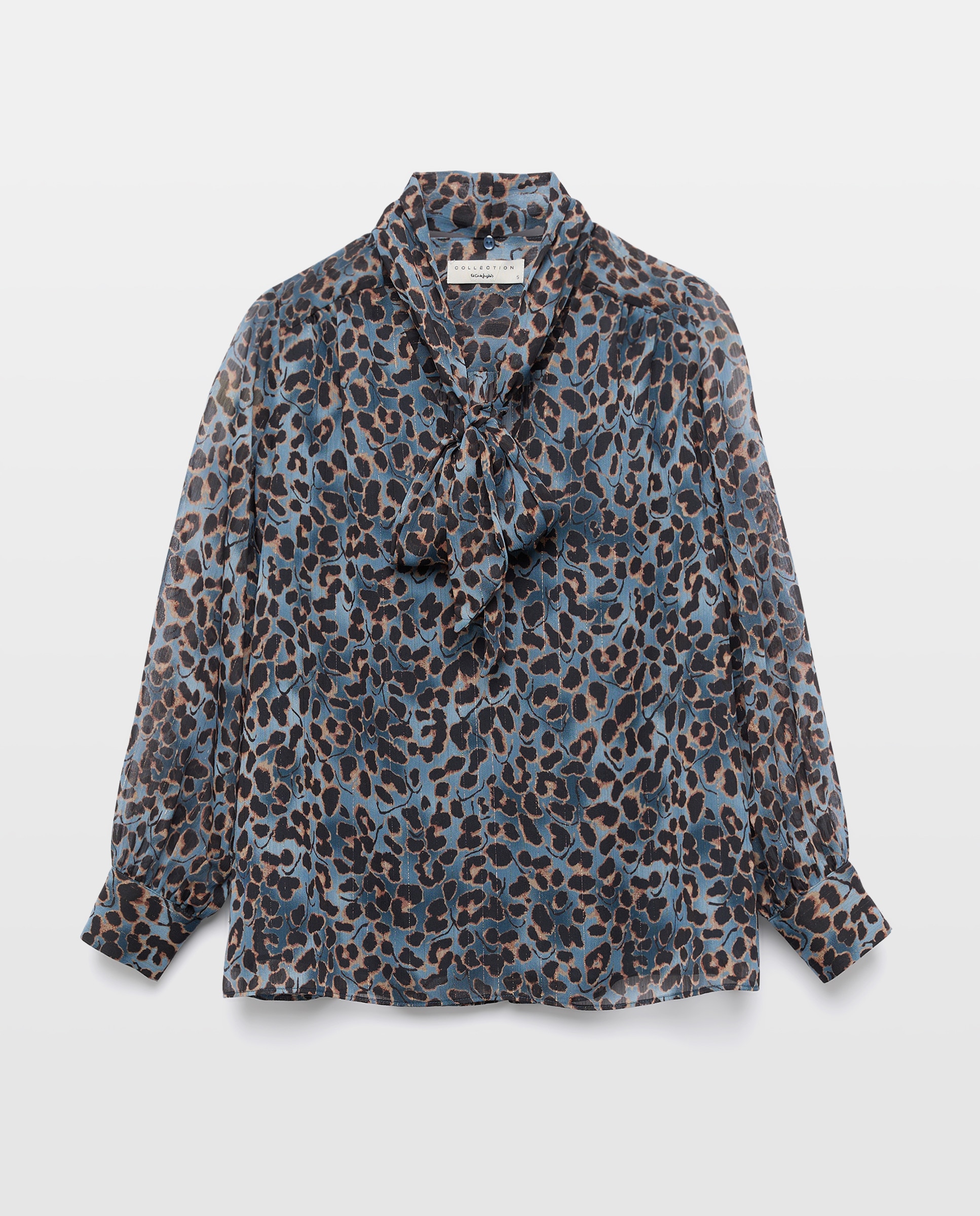 Blusa de Fio Metalizado com Laço Azul-5