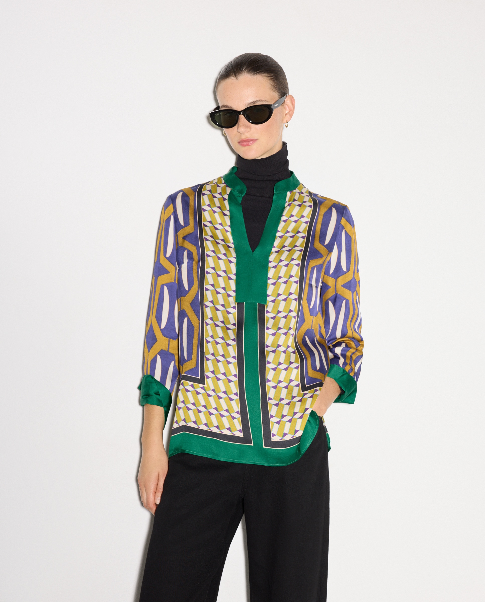 Blusa com Estampado Geométrico Verde-2