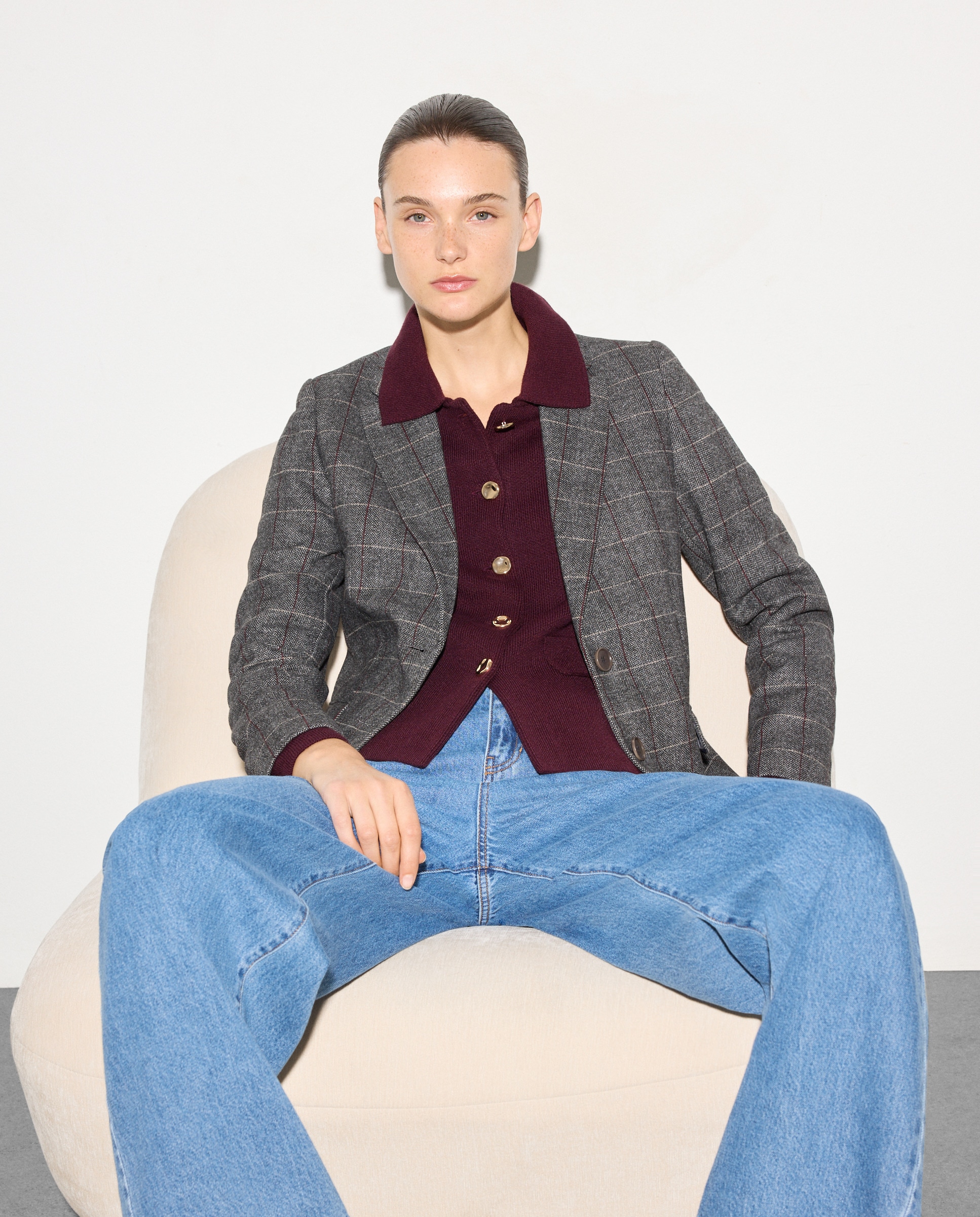 Blazer de Fantasia Lanosa 820 Cinzento Médio-2