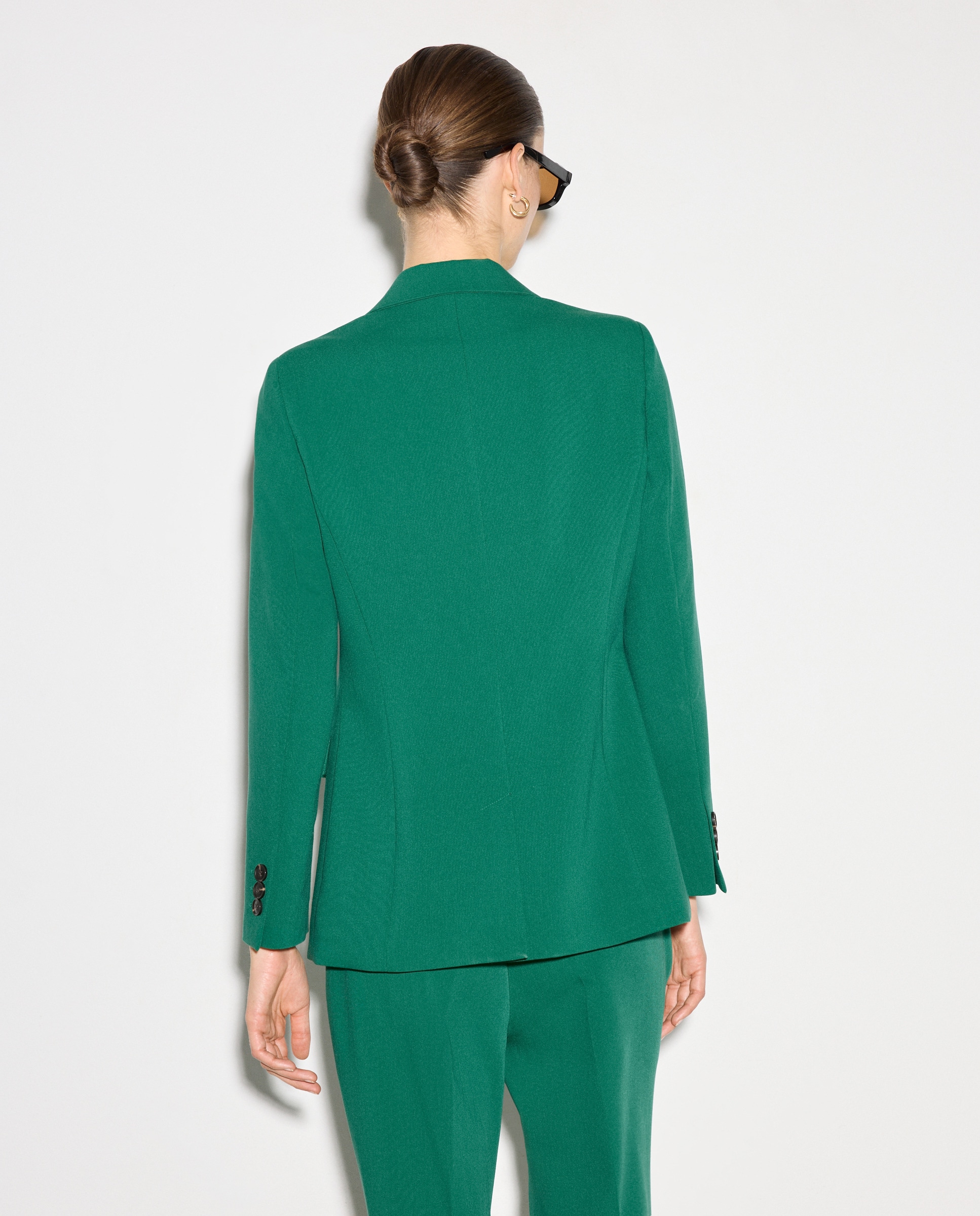 Blazer Liso de uma Fila de Botões Verde-3