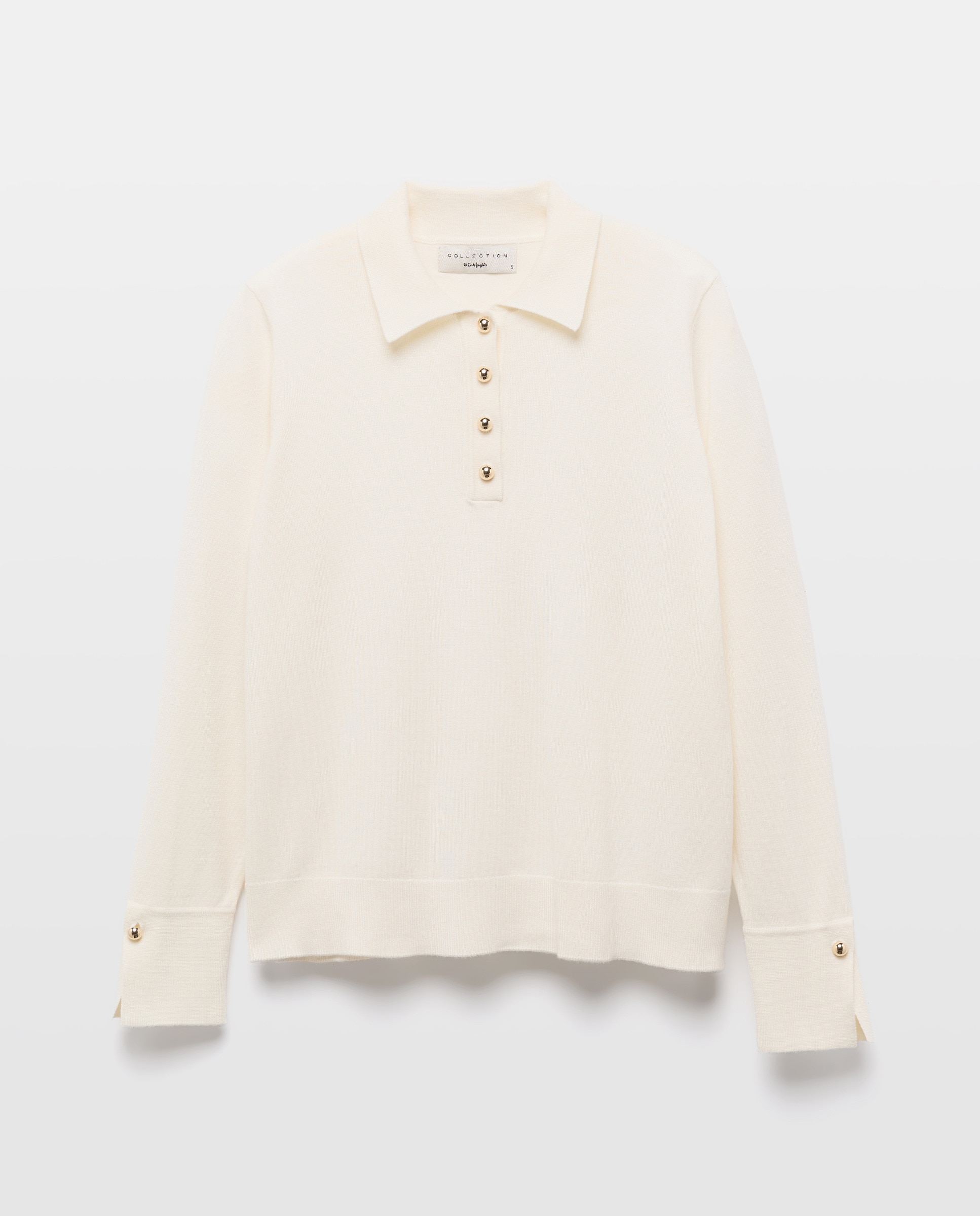 Camisola de Malha com Colarinho de Polo e Botões Grandes 120 Cru-5