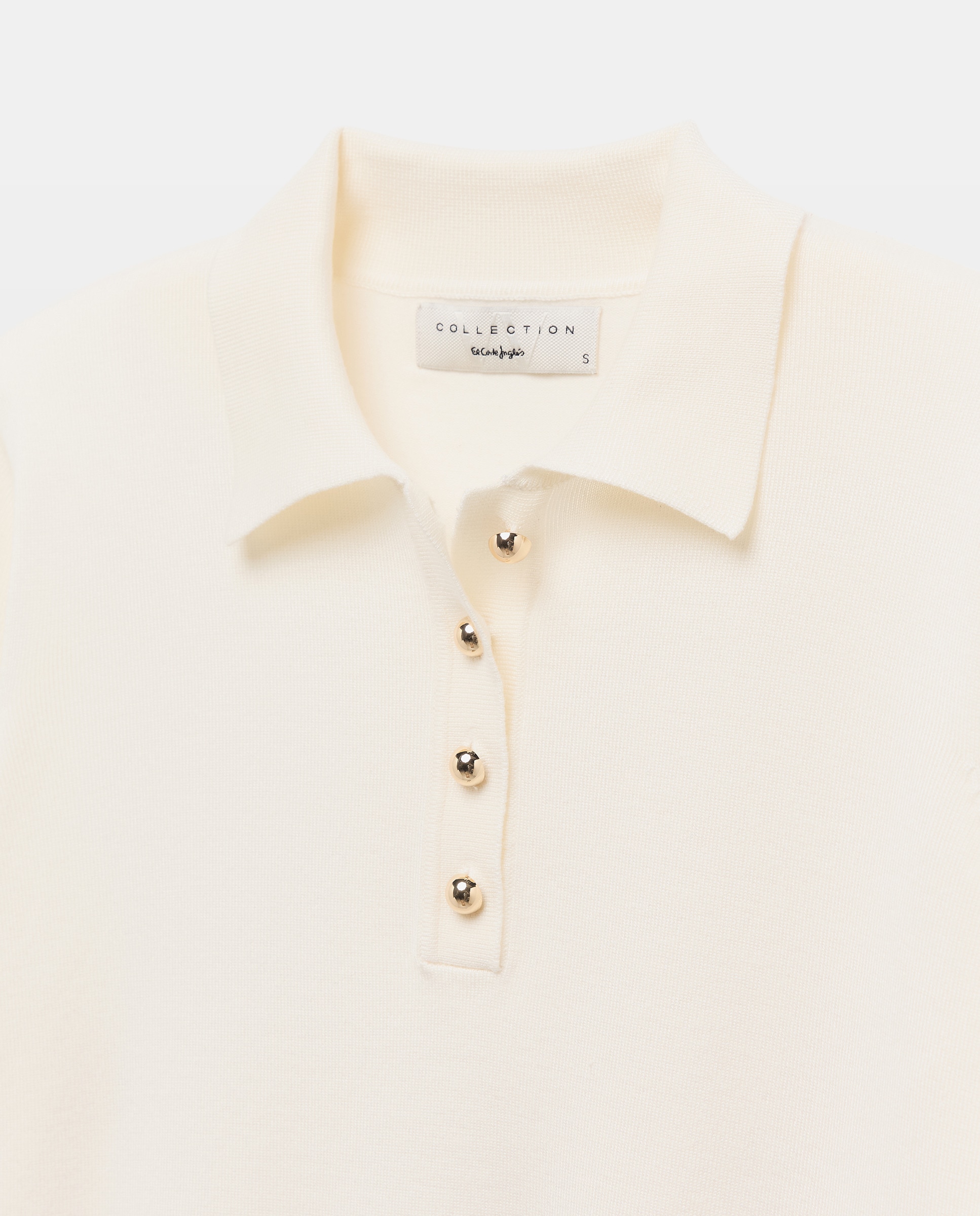 Camisola de Malha com Colarinho de Polo e Botões Grandes 120 Cru-6