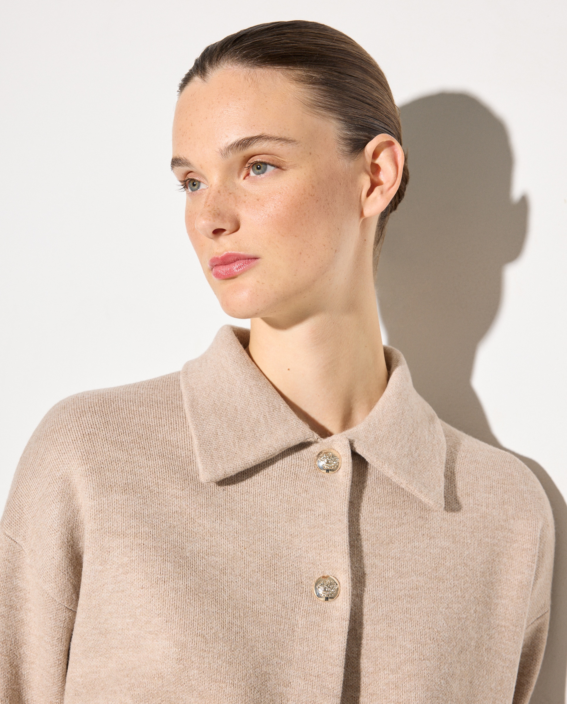 Casaco Curto de Malha Vison Claro-5